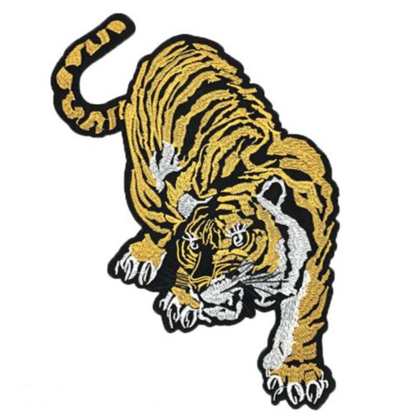 Parches para Chamarra Decorativo MXIGT-001-6 1 Parche Tigre 29,2x22,5cm AmarilloBlanco Bordado Adhesivo para Planchar, Tiger03