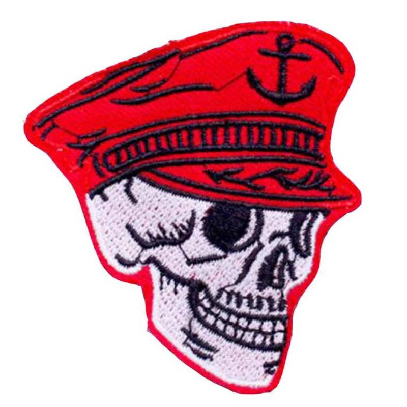Parches Termoadhesivos para Ropa MXKLS-001-3 1 Parche Calavera 6x6,5cm BlancoRojo Bordado Adhesivo para Planchar, Skull01