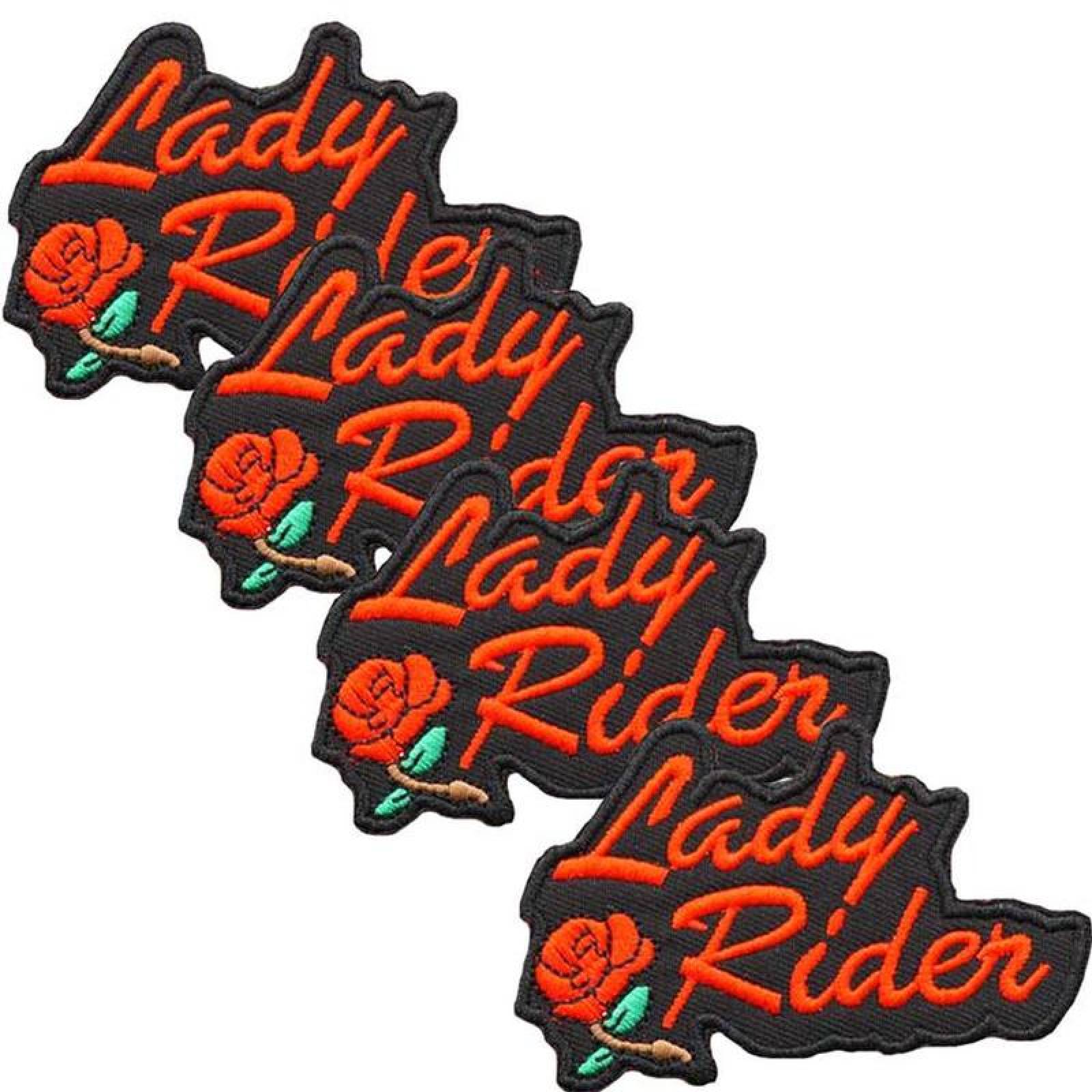 Parches para Playeras MXLYR-004-4 4 Parches MotorCycleLady 8x5cm RojoNegro Bordado Adhesivo para Planchar, MotorCycleLady01