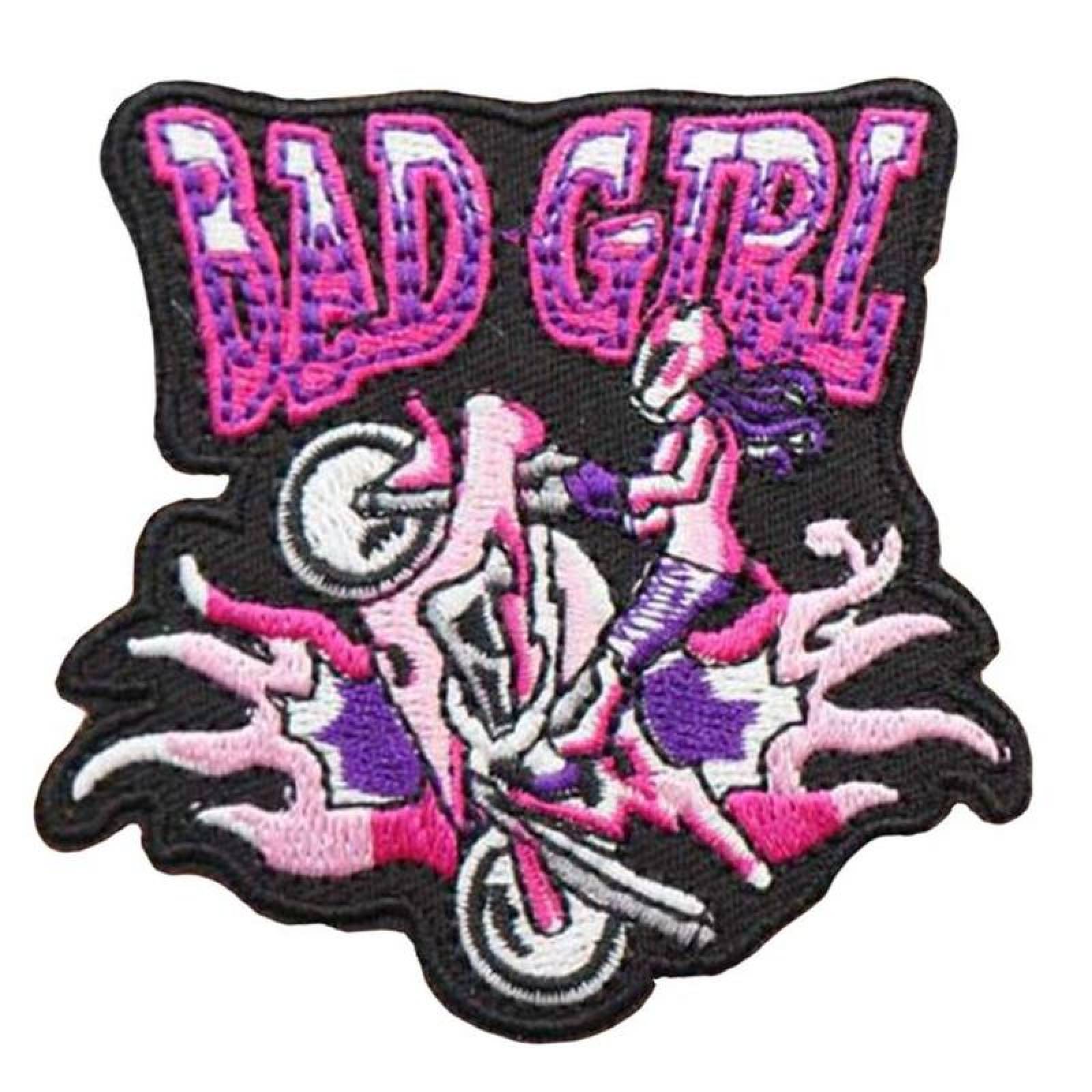 Parche Bordado Termoadhesivo MXMOY-001-4 1 Parche MotorCycleLady 7x7cm NegroRosa Bordado Adhesivo para Planchar, MotorCycleLady04