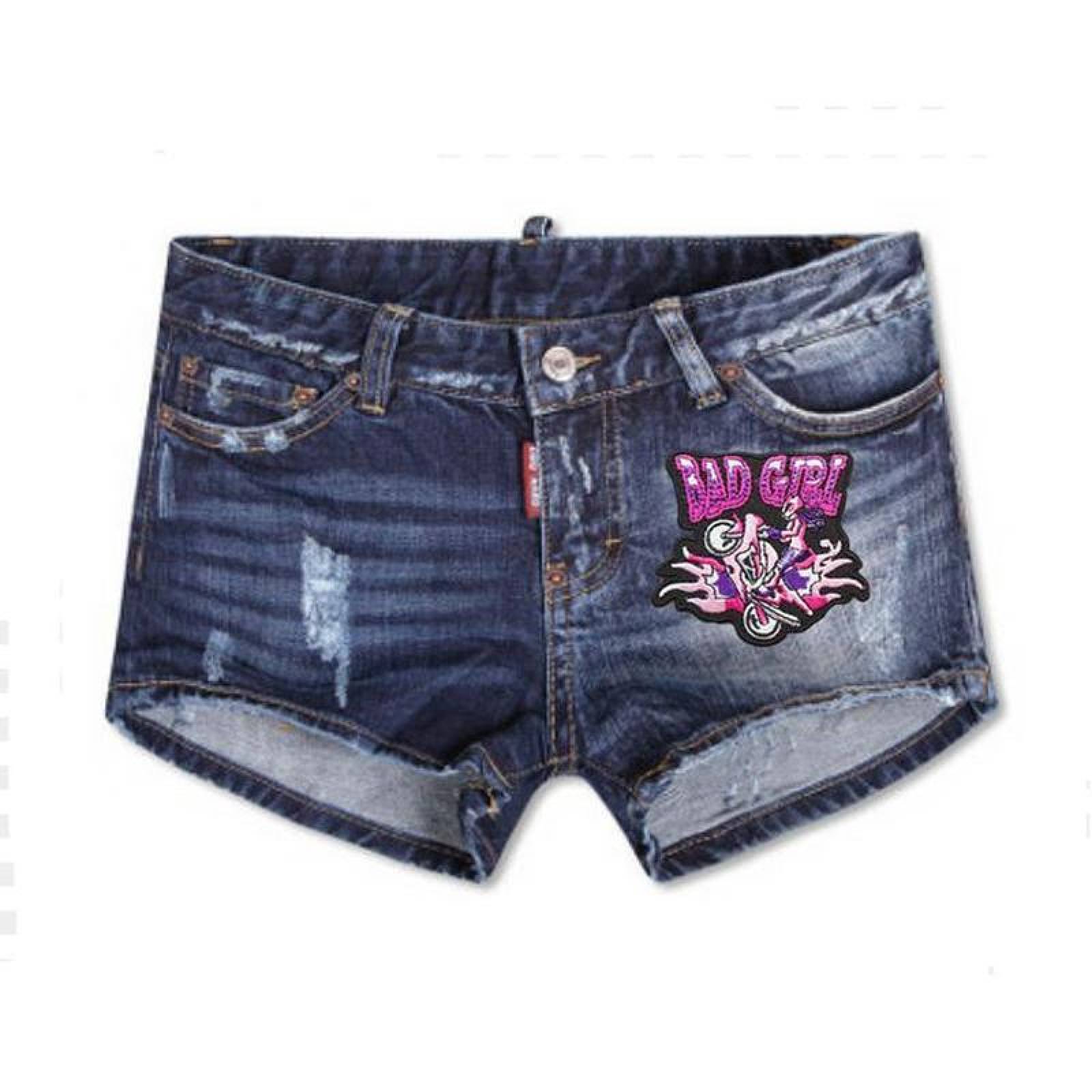 Parches de Tela Bordada MXMOY-004-4 4 Parches MotorCycleLady 7x7cm NegroRosa Bordado Adhesivo para Planchar, MotorCycleLady04