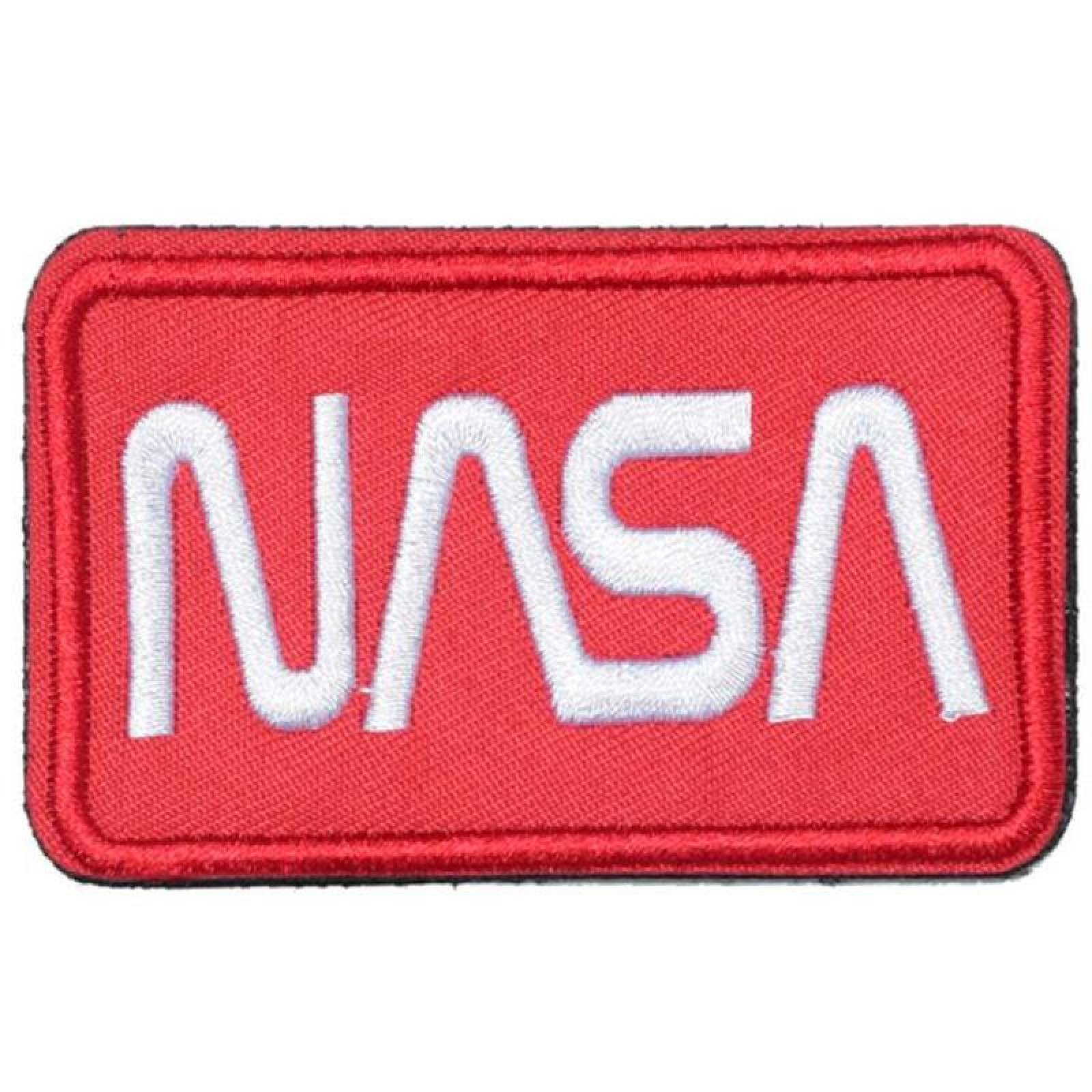 Parche de la NASA con Velcro MXNAA-001-1 1 Parche Nasa 9,1x4,1cm Rojo Blanco Bordado con Velcro, Nasa04