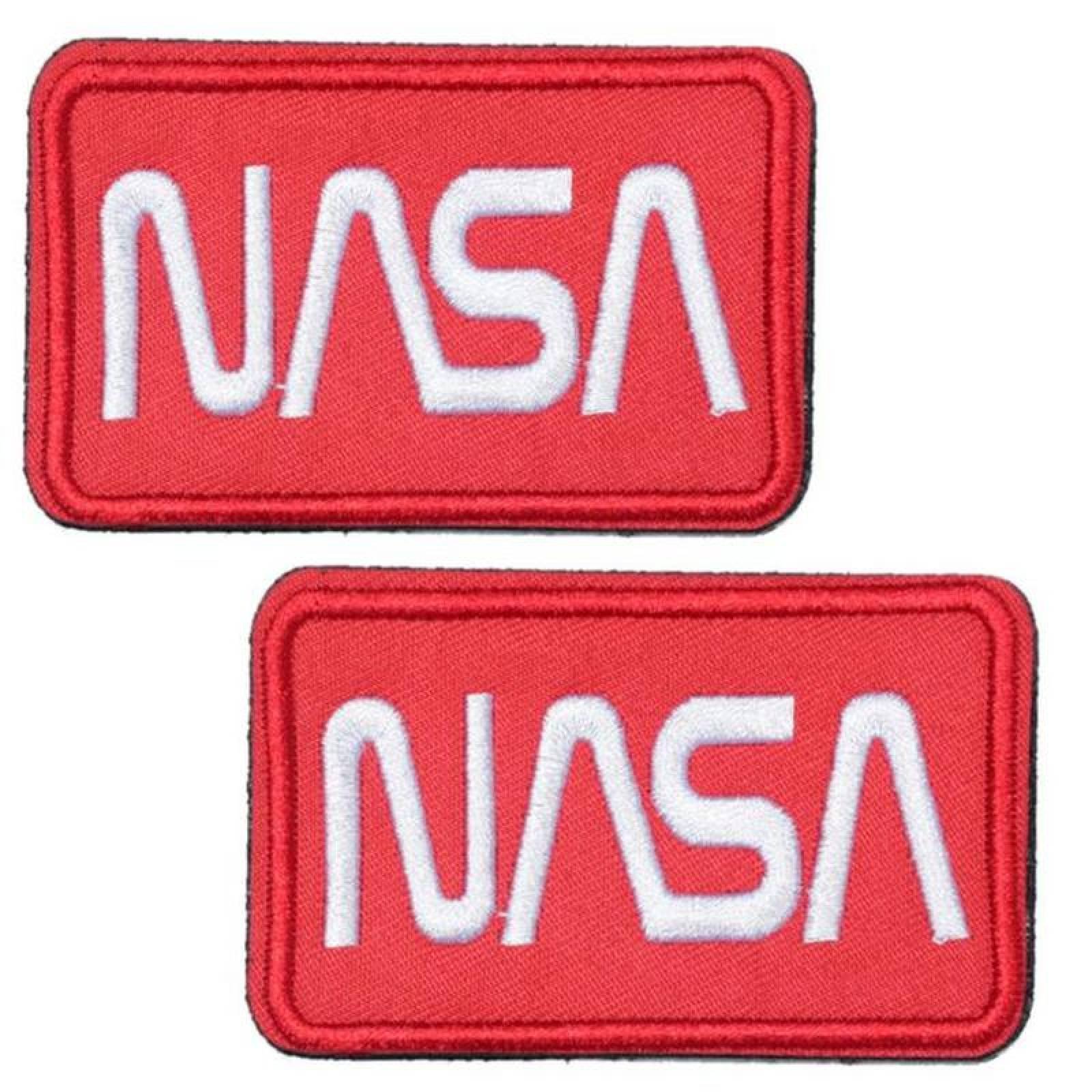 Parche de la NASA Blanco MXNAA-002-2 2 Parches Nasa 9,1x4,1cm Rojo Blanco  Bordado con Velcro, Nasa04
