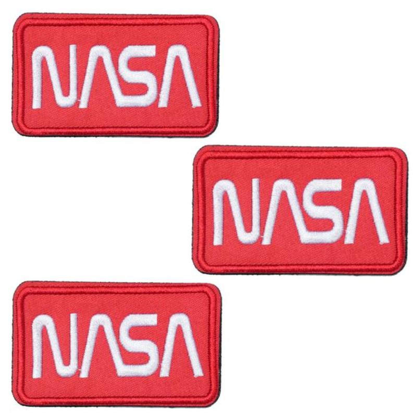Parche de la NASA con Velcro MXNAA-001-1 1 Parche Nasa 9,1x4,1cm Rojo  Blanco Bordado con Velcro, Nasa04