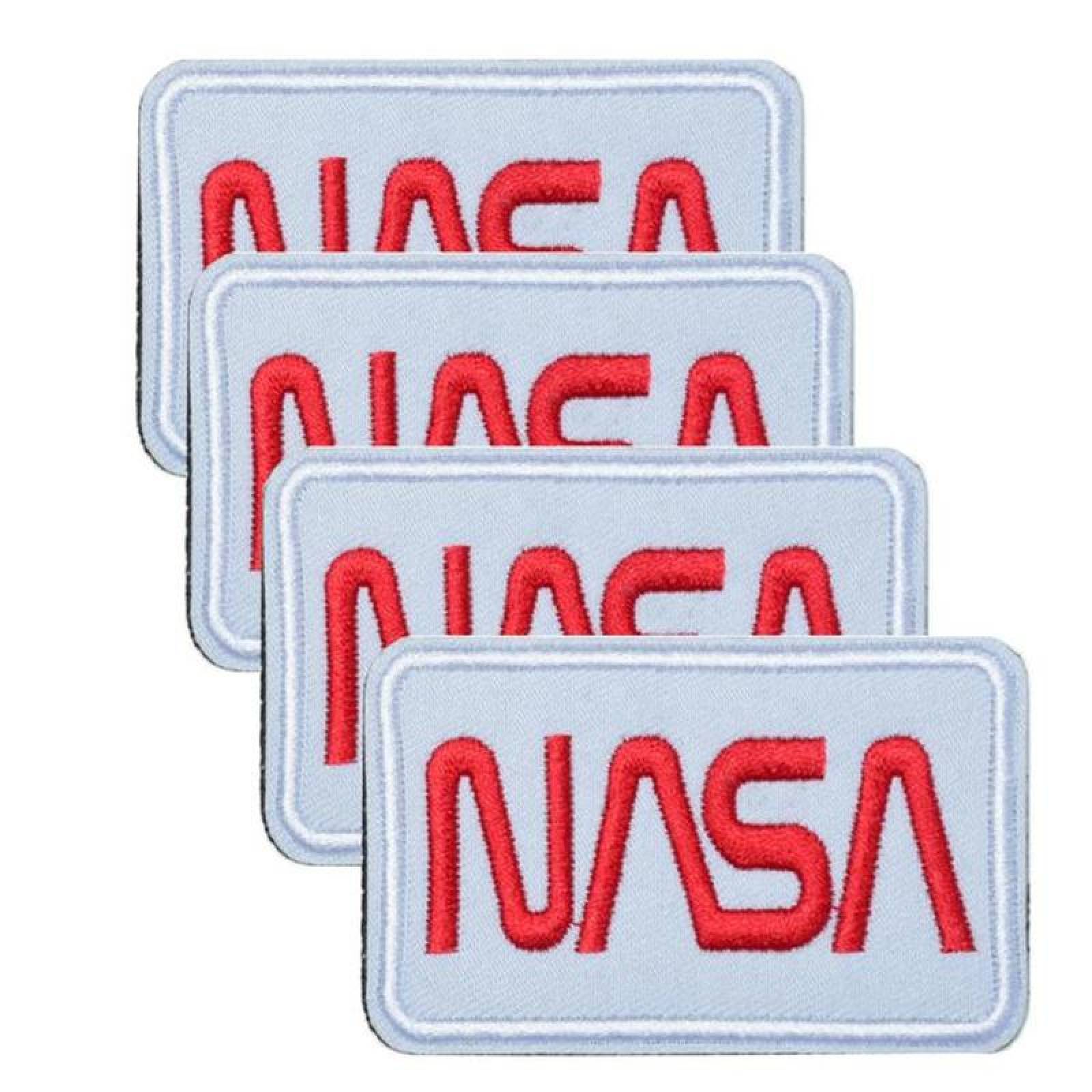 Decorativos para Ropa Parches MXNAA-009-3 4 Parches Nasa 9,1x4,1cm Blanco Rojo Bordado con Velcro, Nasa04