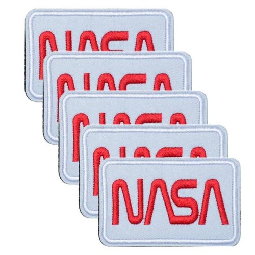 Parches Decorativos de NASA MXNAA-010-1 5 Parches Nasa 9,1x4,1cm Blanco  Rojo Bordado