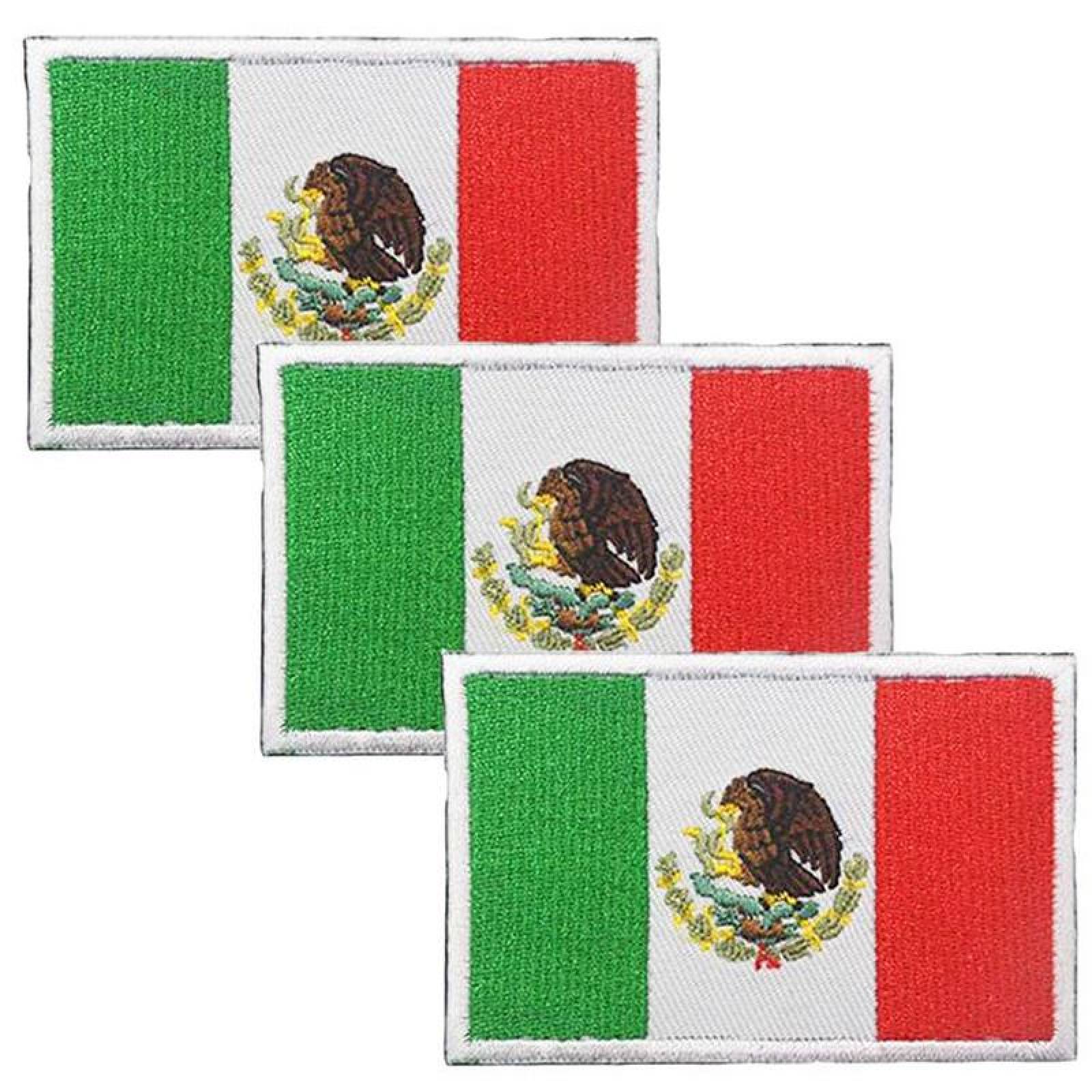 Parches Adhesivos MX Pegatina MXOMX-003-6 3 Parches MXFlag 9x6cm Bandera VerdeBlancoRojo Táctico Militar Bordado con Velcro, FlagMX01