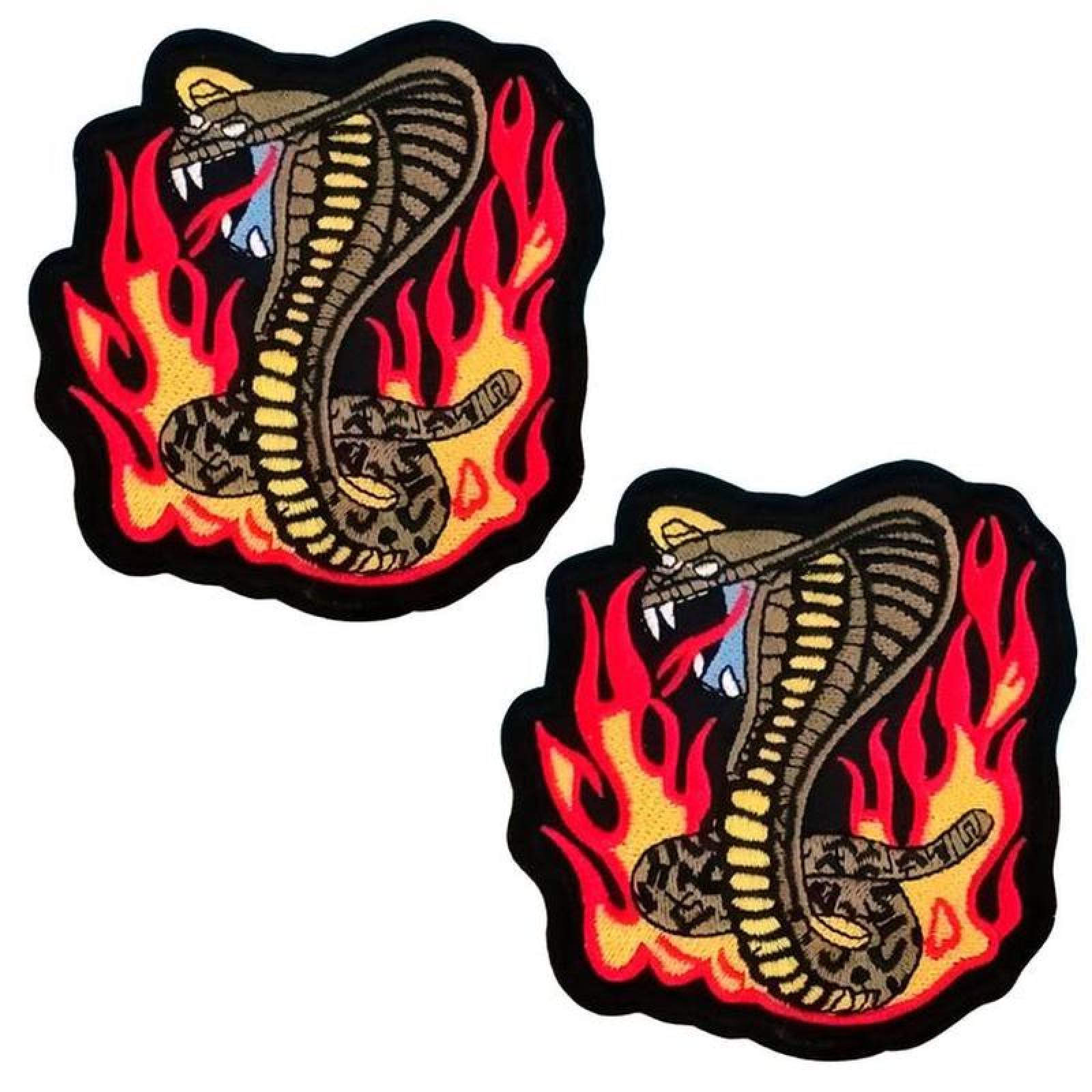Decorativos Parches para Mochilas MXOOA-002-4 2 Parches Serpiente10x10cm AmarilloCafé Bordado Adhesivo para Planchar, Snake02