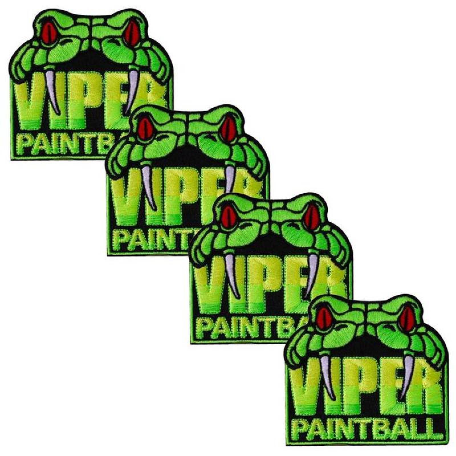 Tela Bordada Parche de Viper MXPVP-004-3 4 Parches Víbora 9x8,2cm VerdeNegro Bordado Adhesivo para Planchar, PaintBall01