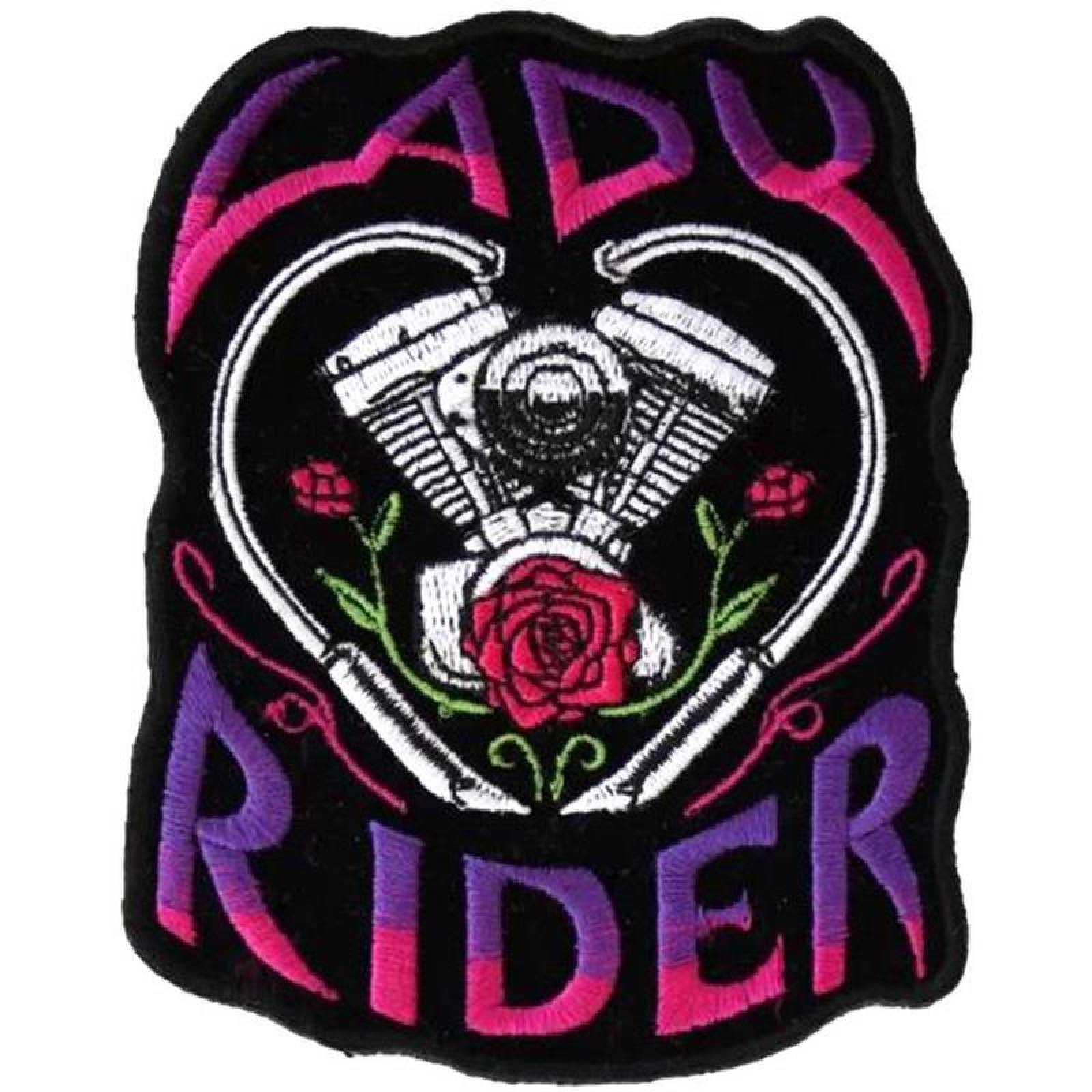 Parche Bordado Termoadhesivo MXRYR-001-4 1 Parche MotorCycleLady 3x4cm NegroRosa Bordado Adhesivo para Planchar, MotorCycleLady02