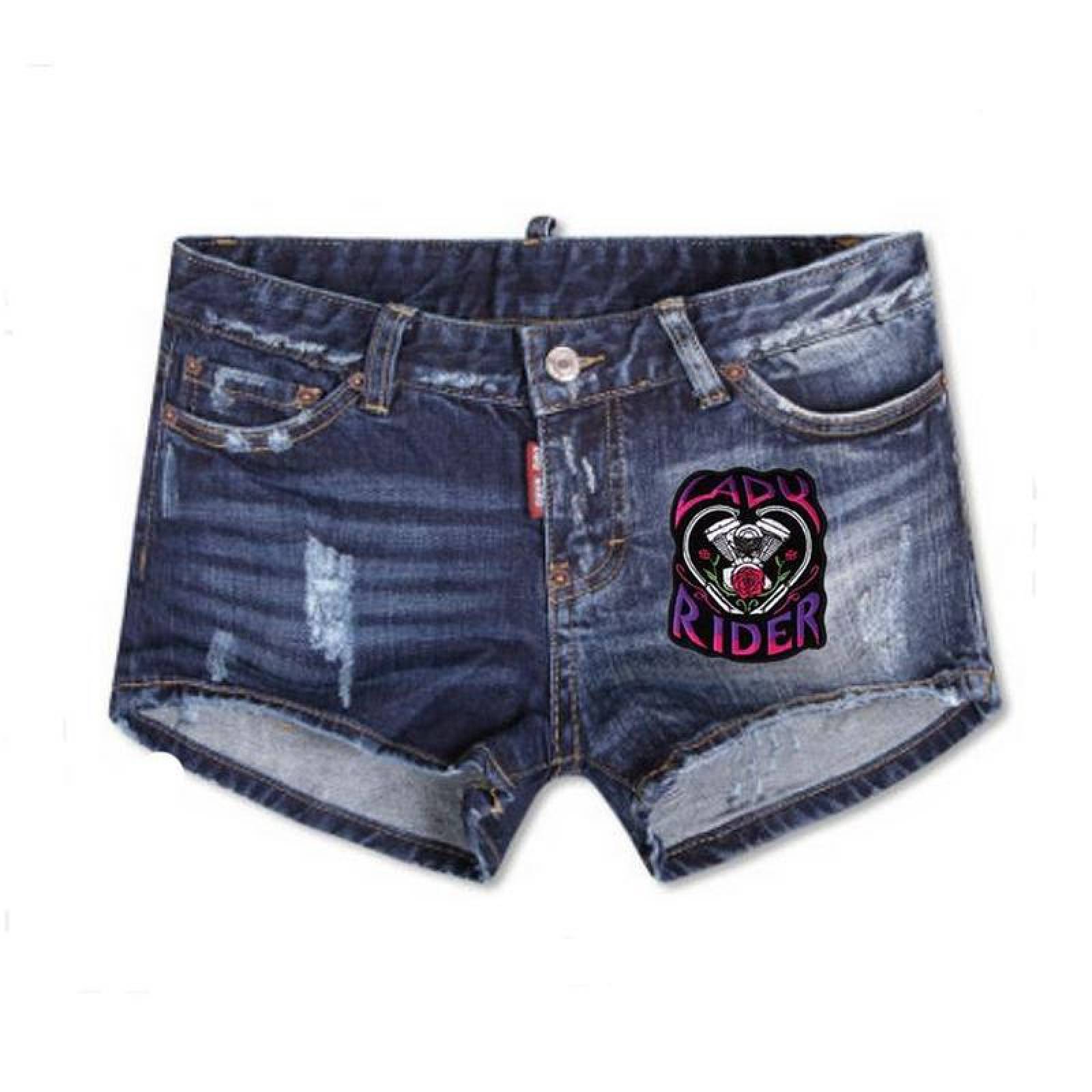 Parches de Ropa Termoadhesivo MXRYR-004-4 4 Parches MotorCycleLady 3x4cm NegroRosa Bordado Adhesivo para Planchar, MotorCycleLady02