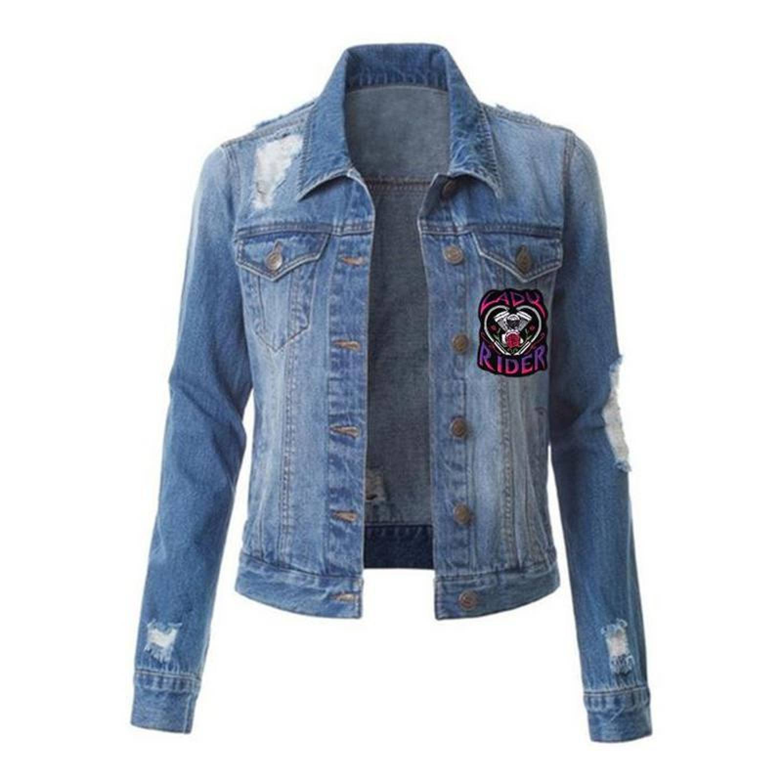 Parches de Ropa Termoadhesivo MXRYR-004-4 4 Parches MotorCycleLady 3x4cm NegroRosa Bordado Adhesivo para Planchar, MotorCycleLady02