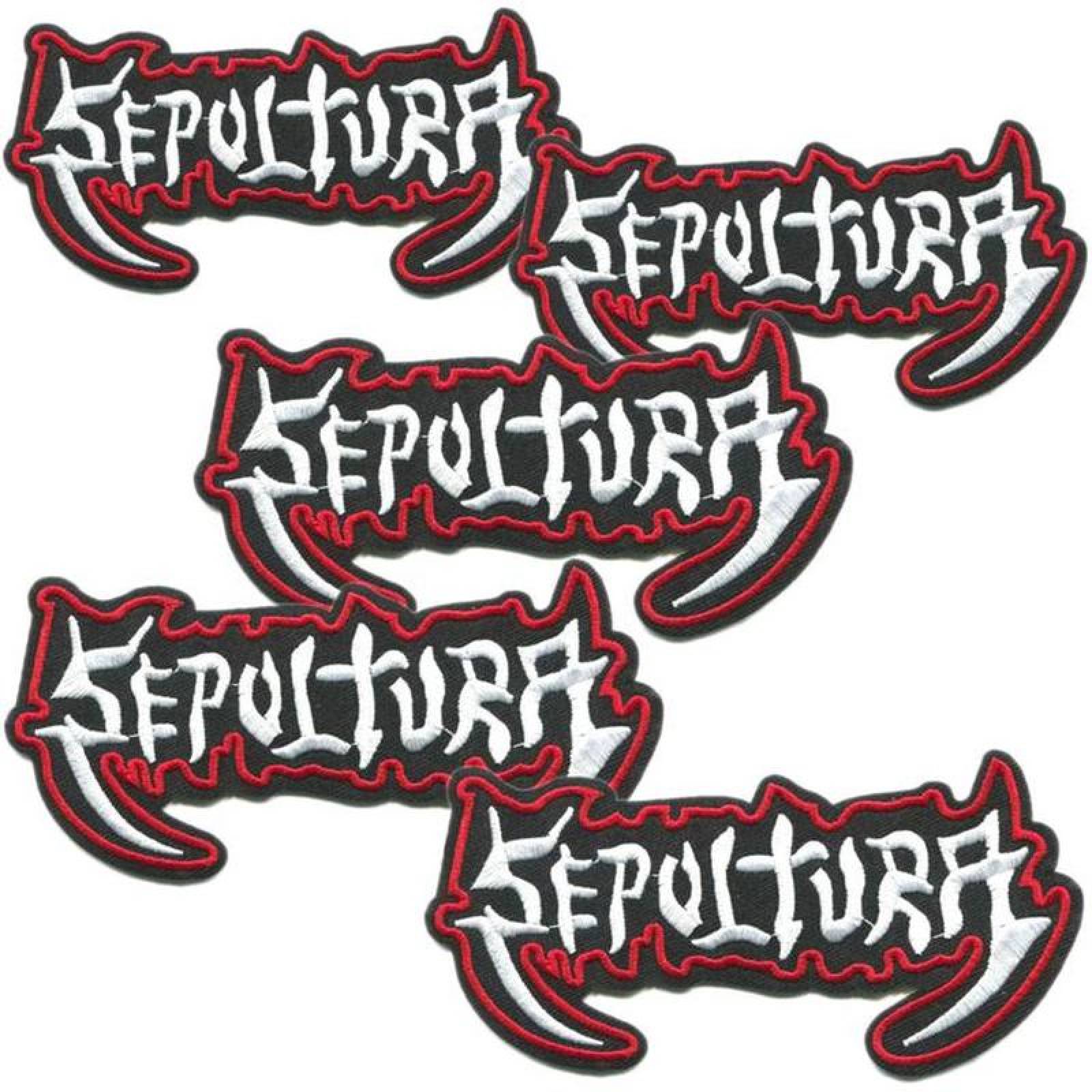 Parche Tela Bordada Sepultura MXSUA-005-3 5 Parches Music7 12x6cm BlancoNegroRojo Bordado Adhesivo para Planchar, Music07