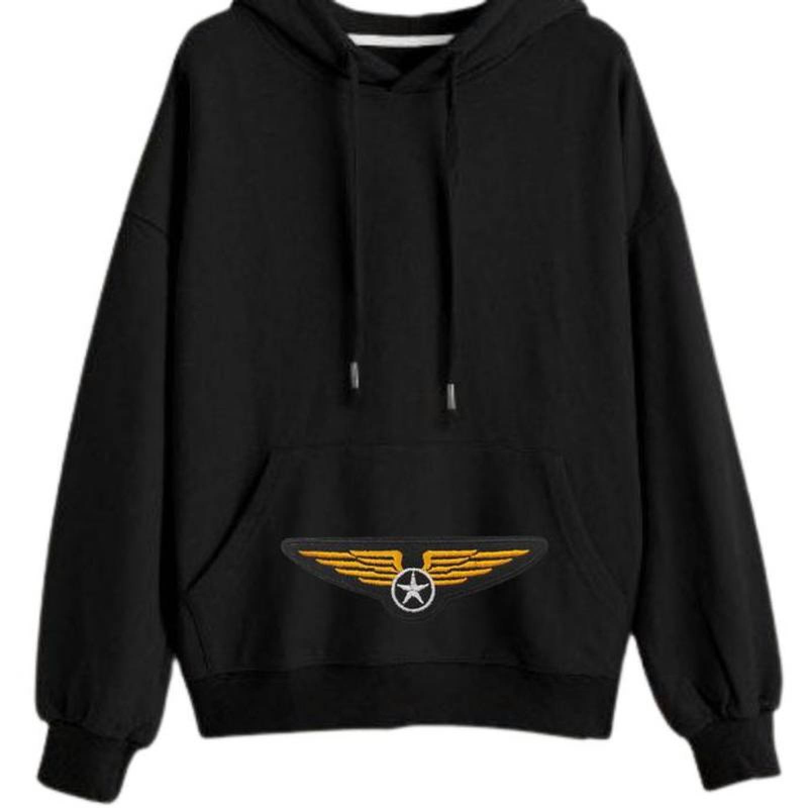 Decorativos de Ropa con Velcro MXUIF-003-4 3 Parches Negro15x5cm Alas Estrella Táctico Militar Bordado con Velcro, USAirForce05