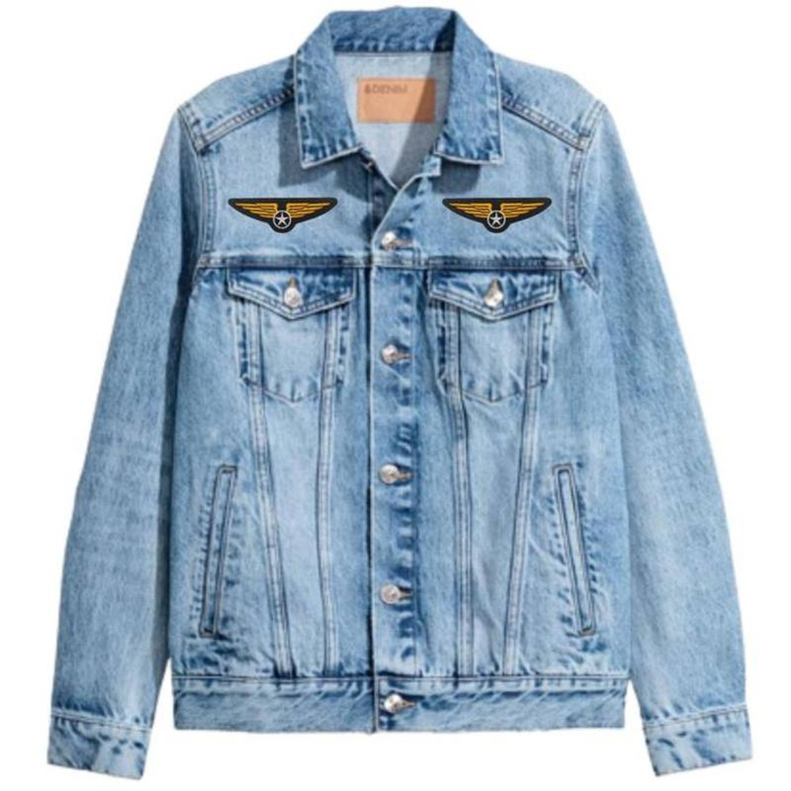 Parches Militares de USA MXUIF-004-3 4 Parches Negro 15x5cm Alas Estrella Táctico Militar Bordado con Velcro, USAirForce05