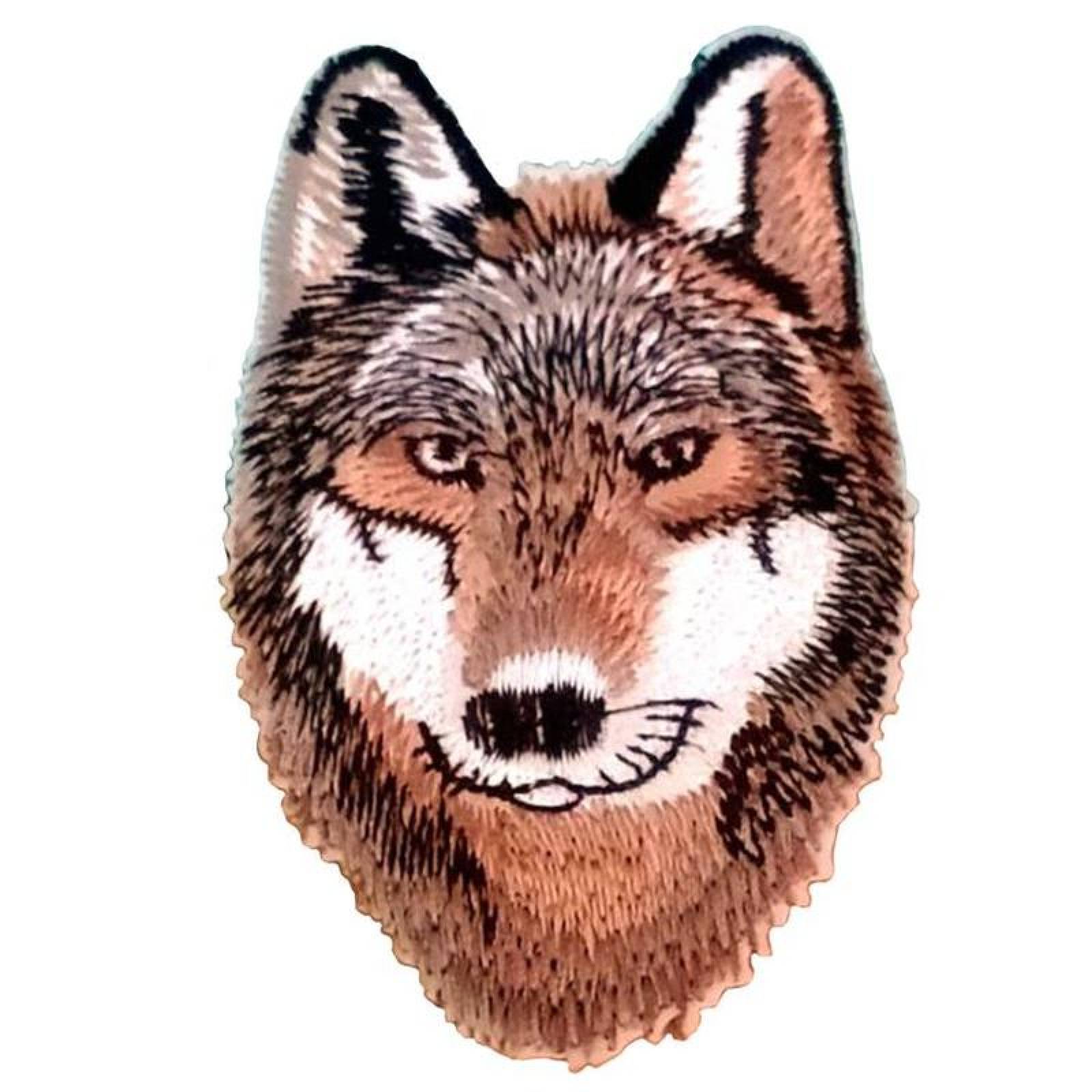 Parches Bordados de Diseño de Lobo MXWLO-001-3 1 Parche Lobo 10x7cm CaféBlanco Bordado Adhesivo para Planchar, Wolf01