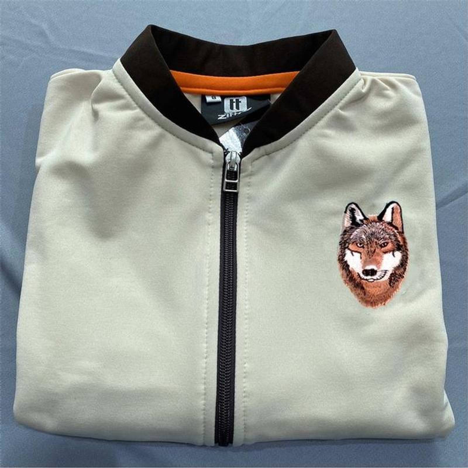 Parche Decorativos para Gorras MXWLO-004-1 4 Parches Lobo 10x7cm CaféBlanco Bordado Adhesivo para Planchar, Wolf01