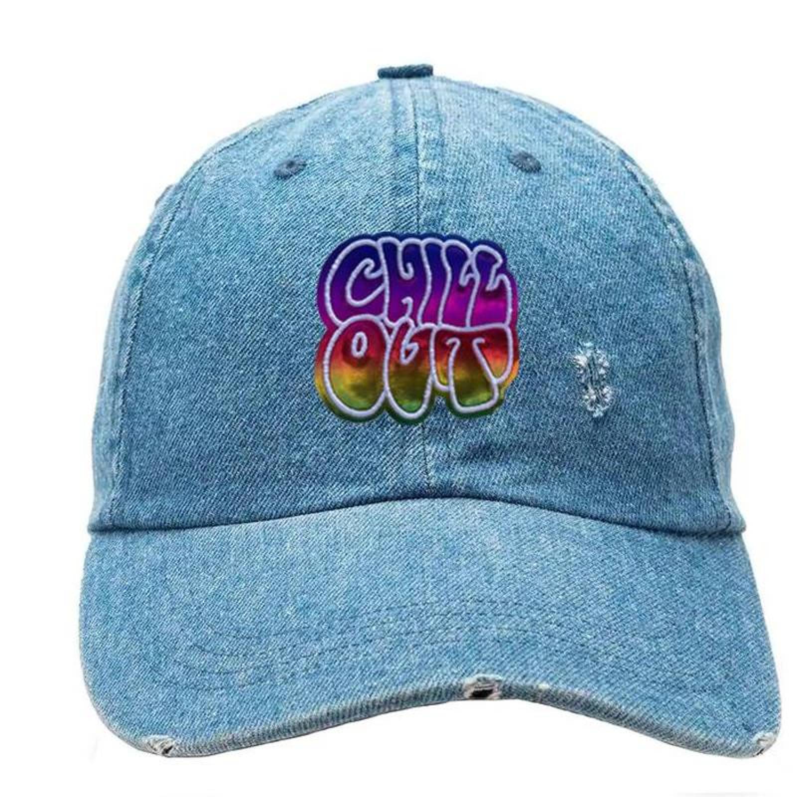 Parche Decorativos para Gorras MXWOS-004-5 4 Parches Chill Out 8x8cm Arcoíris Bordado Adhesivo para Planchar, Words01