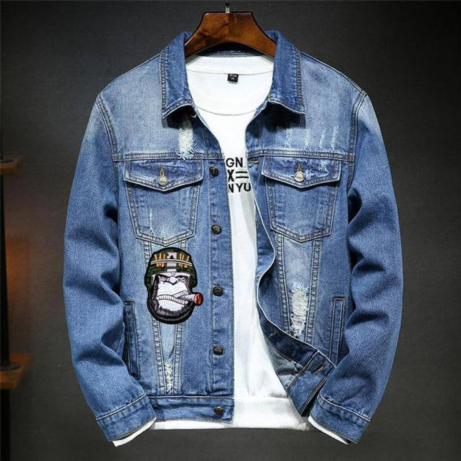 Parches de Tela Bordada Mono MXYKN-001-1 1 Parche Monkey 10x8cm BlancoNegro Bordado Adhesivo para Planchar, Monkey02