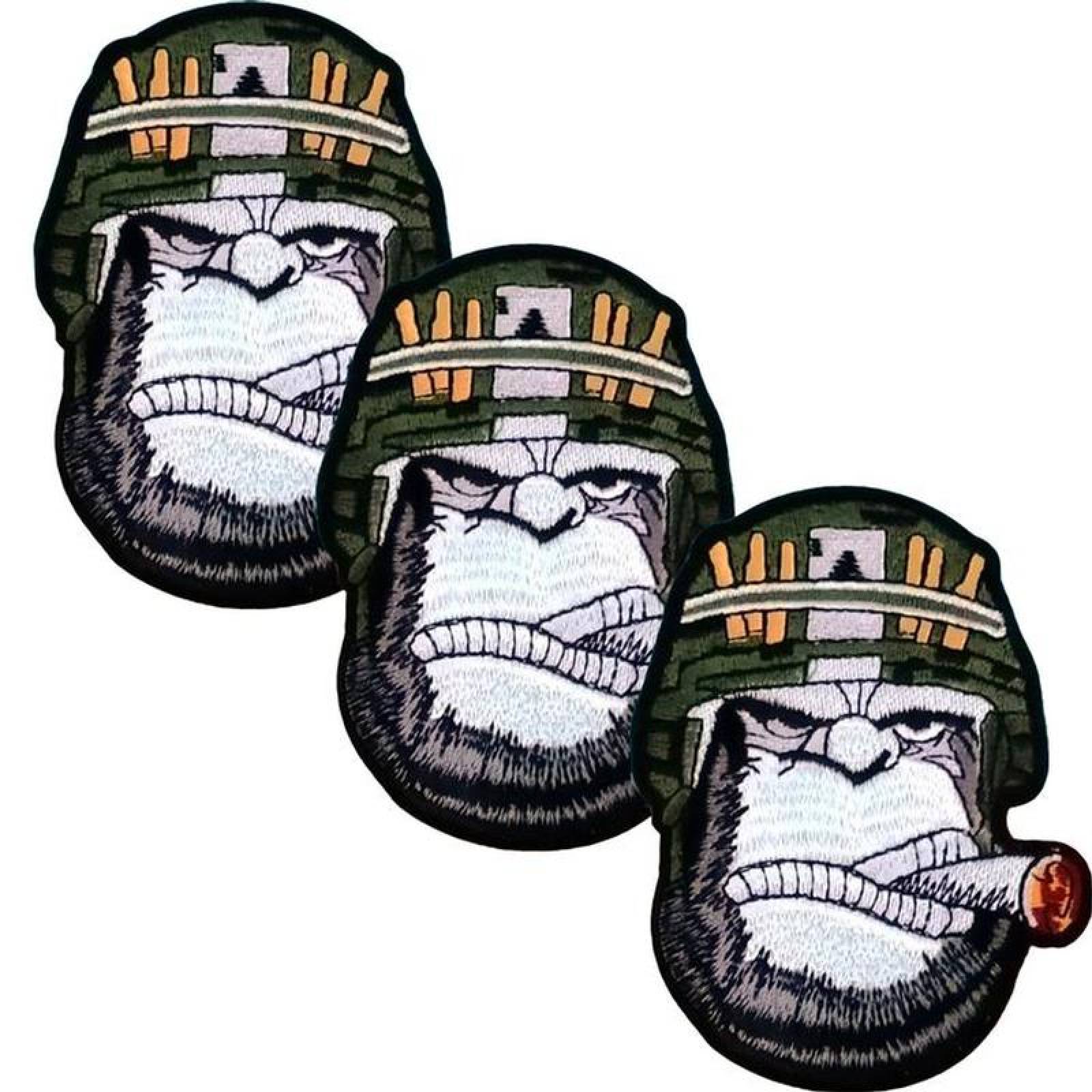 Decora Ropa para Pantalones Simio MXYKN-003-1 3 Parches Monkey 10x8cm BlancoNegro Bordado Adhesivo para Planchar, Monkey02