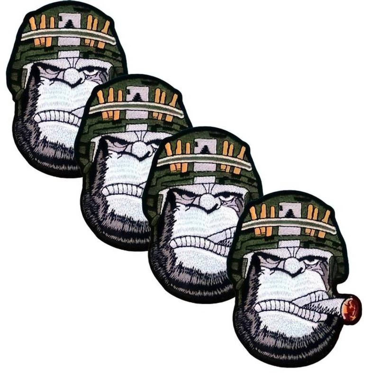 Tela Bordada Parche para Camisas MXYKN-004-2 4 Parches Monkey 10x8cm BlancoNegro Bordado Adhesivo para Planchar, Monkey02