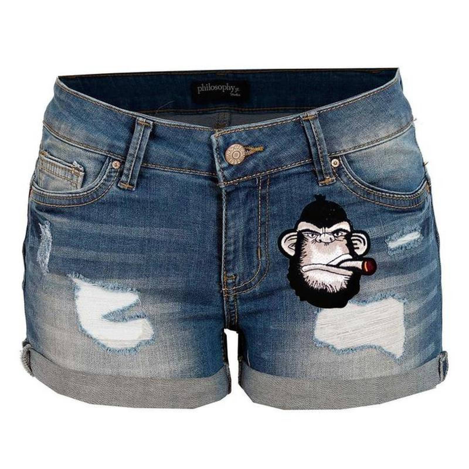 Chimpancé Parches de Ropa MXYMK-004-6 4 Parches Mono 9x10cm BlancoNegro Bordado Adhesivo para Planchar, Monkey01