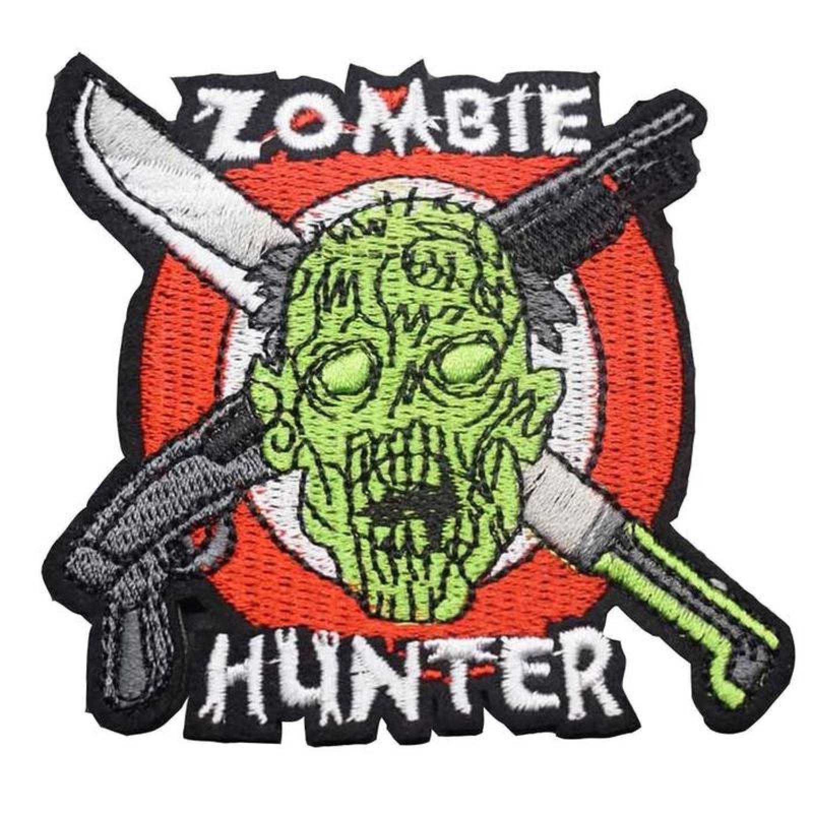 Parche Decorativos para Gorras MXZIM-001-6 1 Parche Zombie 9x9cm VerdeRojo Bordado Adhesivo para Planchar, Zombie01