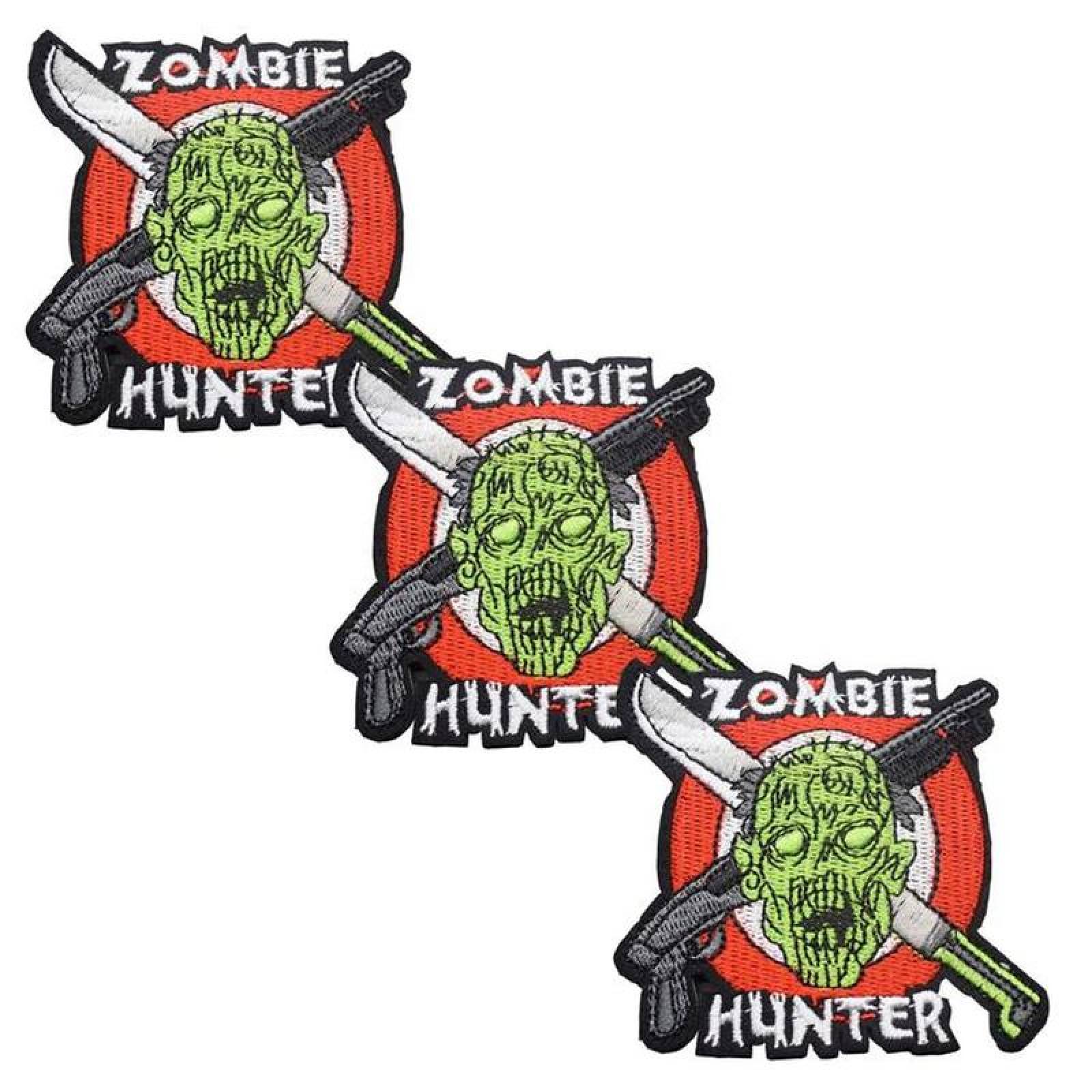 Zombie Parche Decorativos para Ropa MXZIM-003-3 3 Parches Zombie 9x9cm VerdeRojo Bordado Adhesivo para Planchar, Zombie01