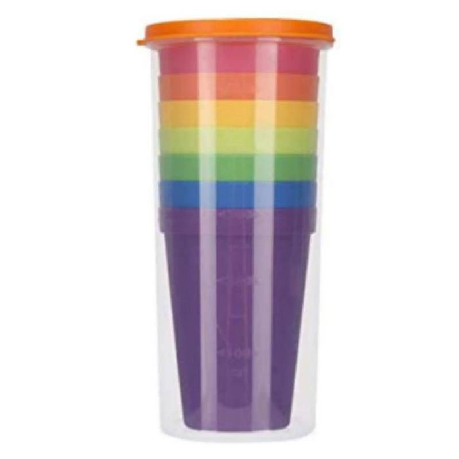 Vasos de Colores Reutilizables MXCLU-001-1 1 paq, con 7 pzas Vaso de 500 ml Plástico Colores Arcoíris, ColCups