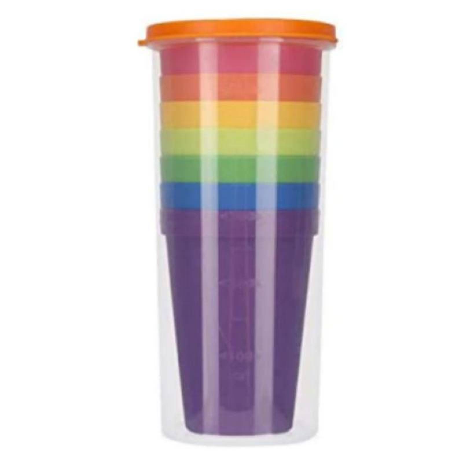 Vasos para Fiestas de Colores MXCLU-001-4 1 paq, con 7 pzas Vaso de 500 ml Plástico Colores Arcoíris, ColCups