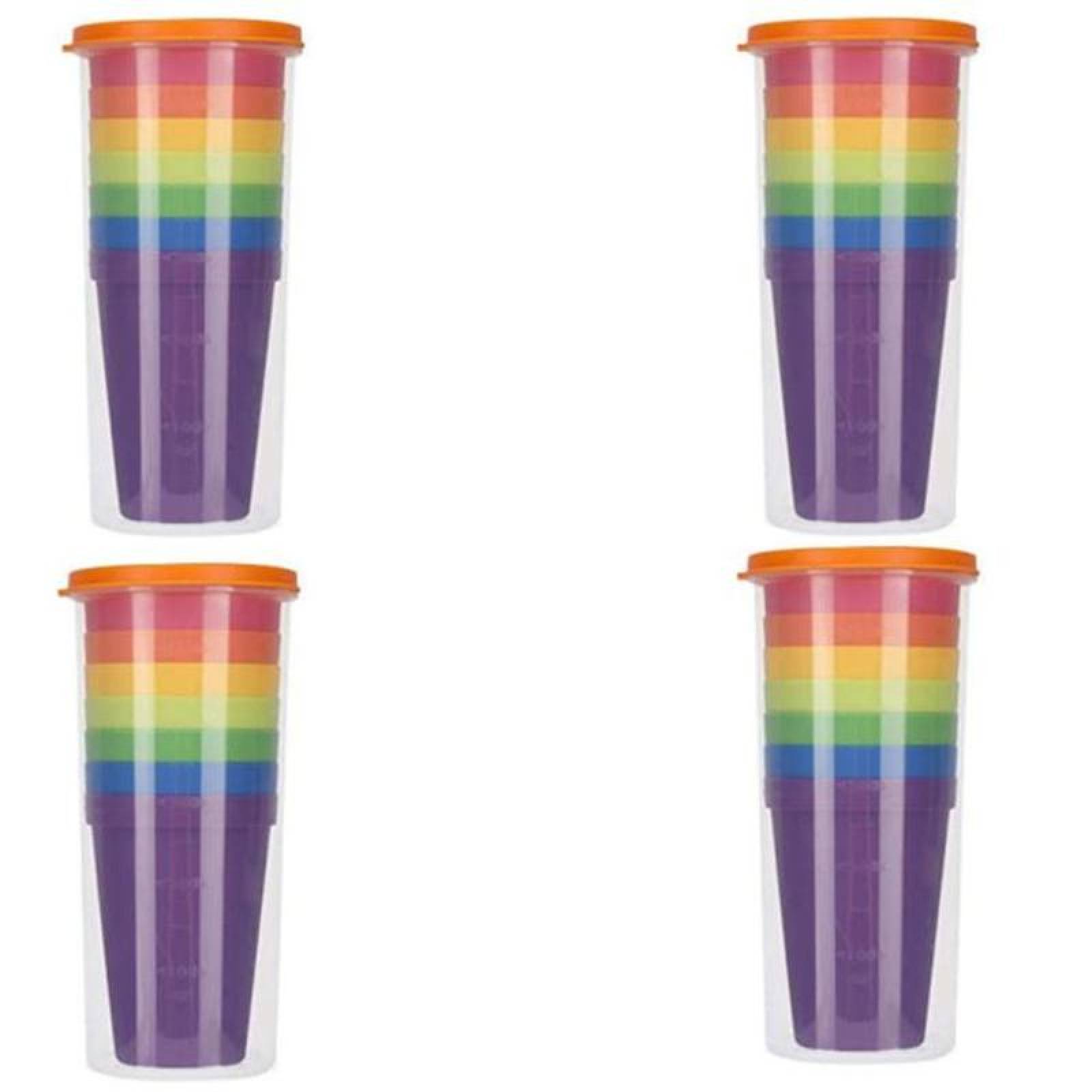 Vasos de Plástico MXCLU-004-2 4 paq, con 7 pzas Vaso de 500 ml Plástico Colores Arcoíris, ColCups