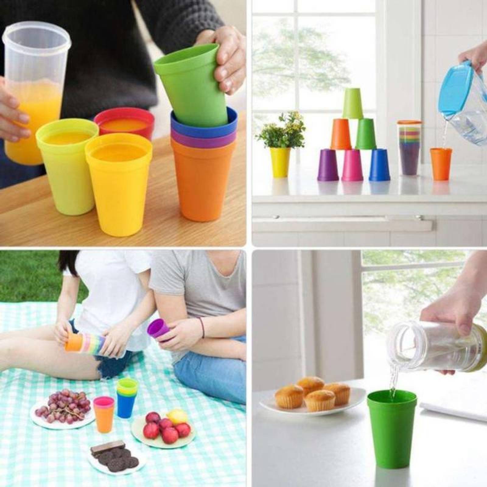 Trastes de Colores para Cocina MXCLU-005-6 5 paq, con 7 pzas Vaso de 500 ml Plástico Colores Arcoíris, ColCups