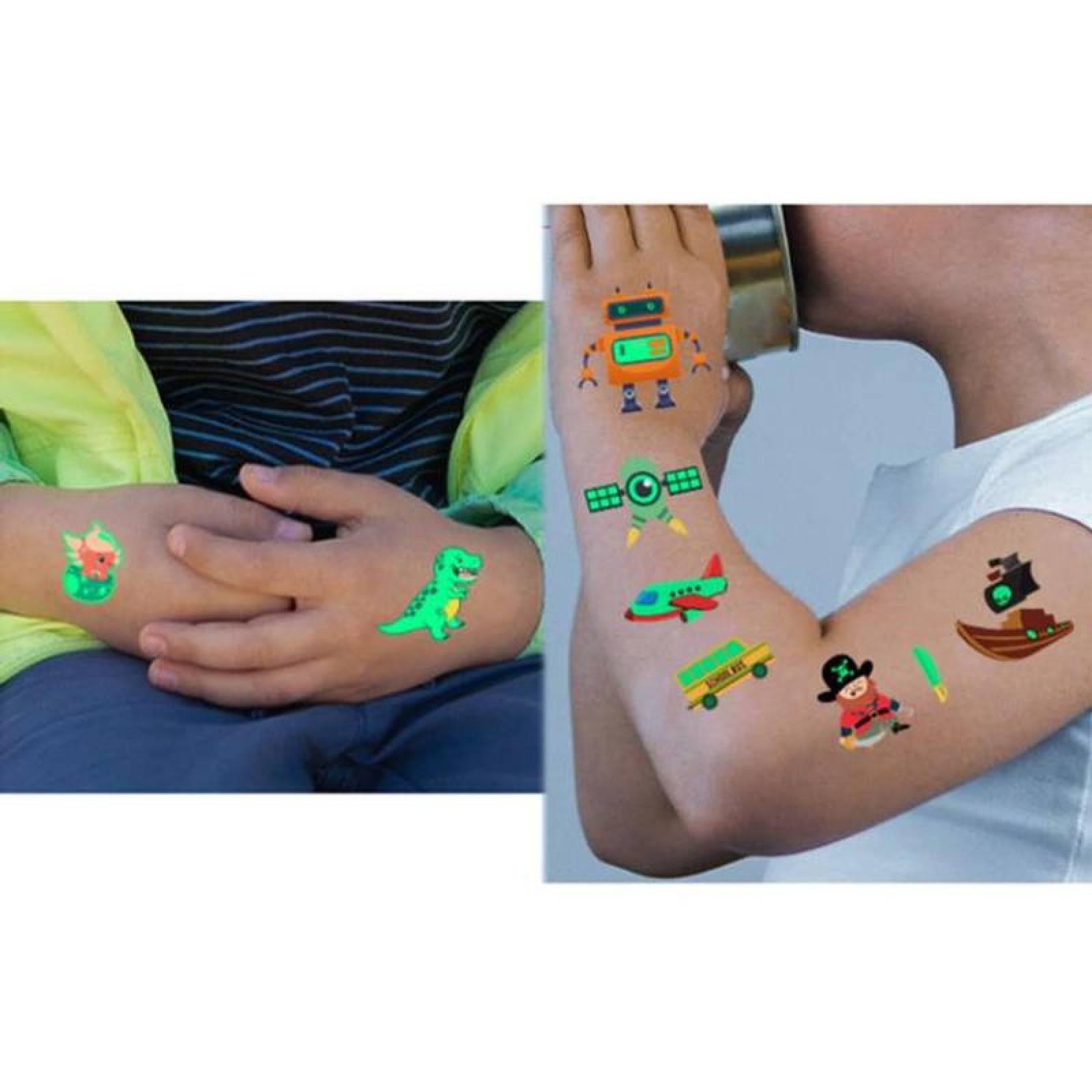 Tattos para Niños con Diseño MXLNO-004-3 48 Plantillas en 4 Paquetes 12x8 Tatuaje Temporal, LuminousTatto