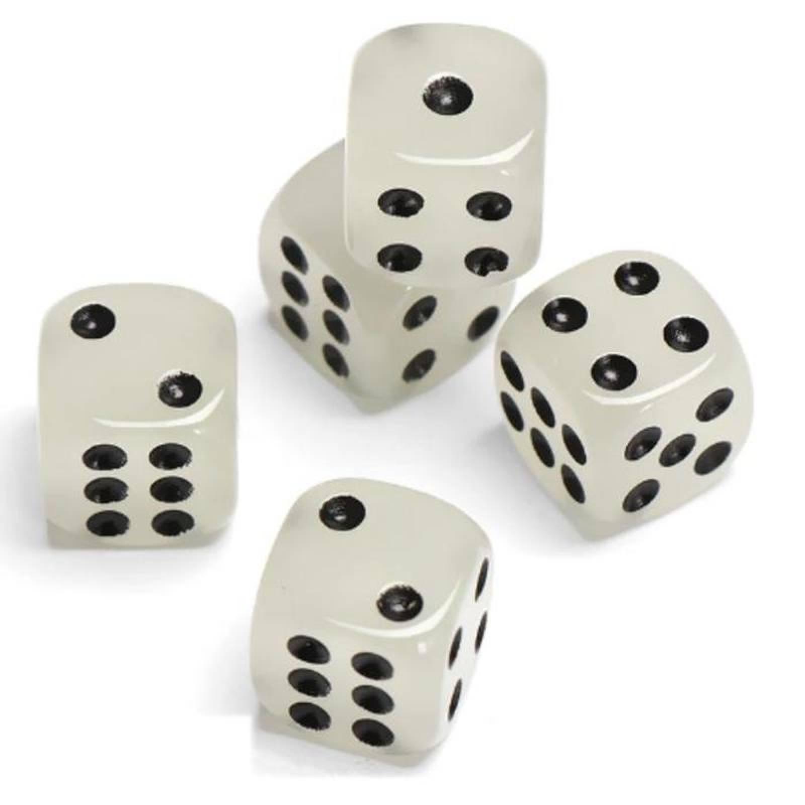 Juego de Dados Brillantes MXLOD-002-6 10 Pzas en 2 Paquete 6x6x6 Dado Blanco Luminoso de 6 caras, LuminousDie