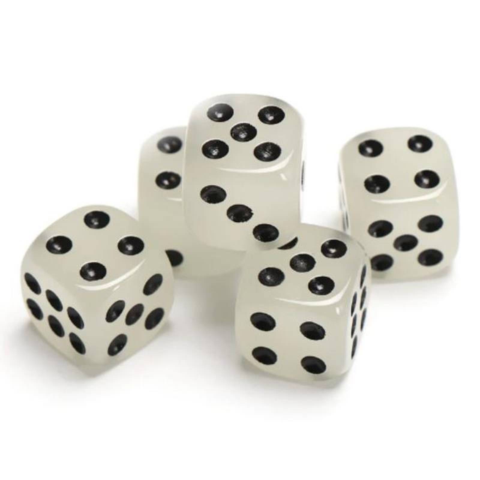 Juego de Dados Brillantes MXLOD-002-6 10 Pzas en 2 Paquete 6x6x6 Dado Blanco Luminoso de 6 caras, LuminousDie