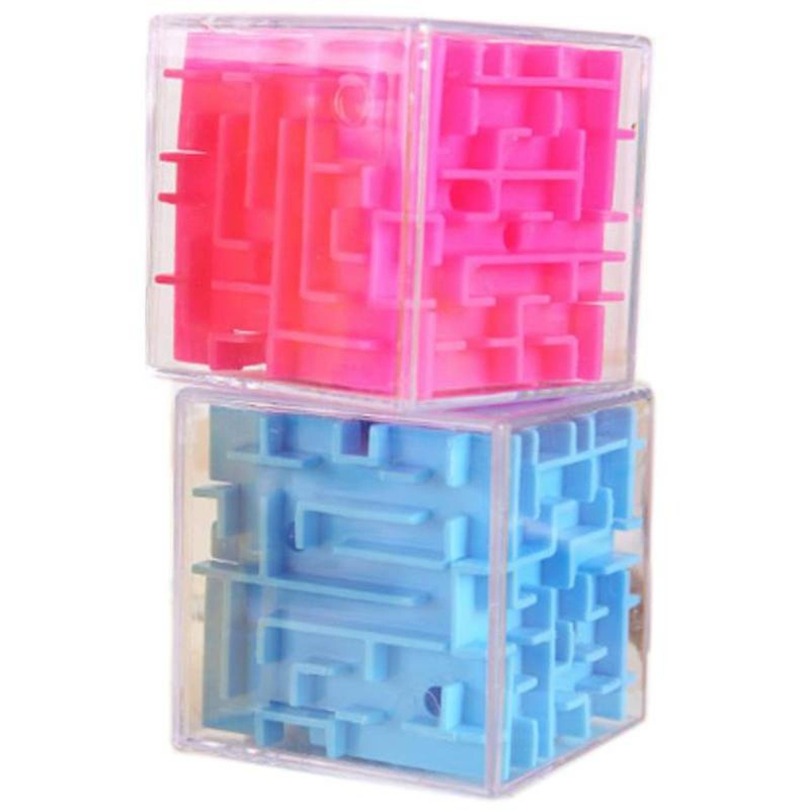 Juego Cubo 3D para niños MXLYH-005-2 5 Pzas Rosa 7,5x7,5x7,5cm Plástico Cubo Mágico Transparente, Labyrinth-3D