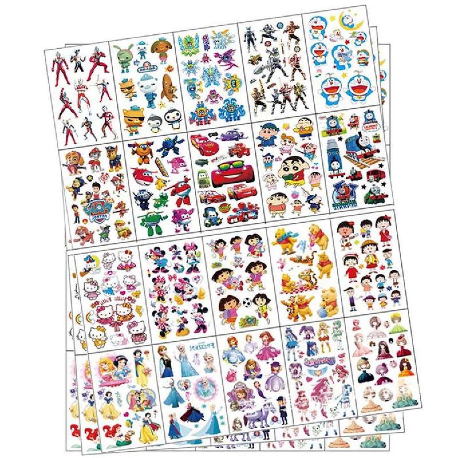 Tatuaje de Personajes Animados MXTSK-003-2 60 Plantillas en 3 Paquetes 6,3x9,7cm Tatuaje Temporal, Deckids