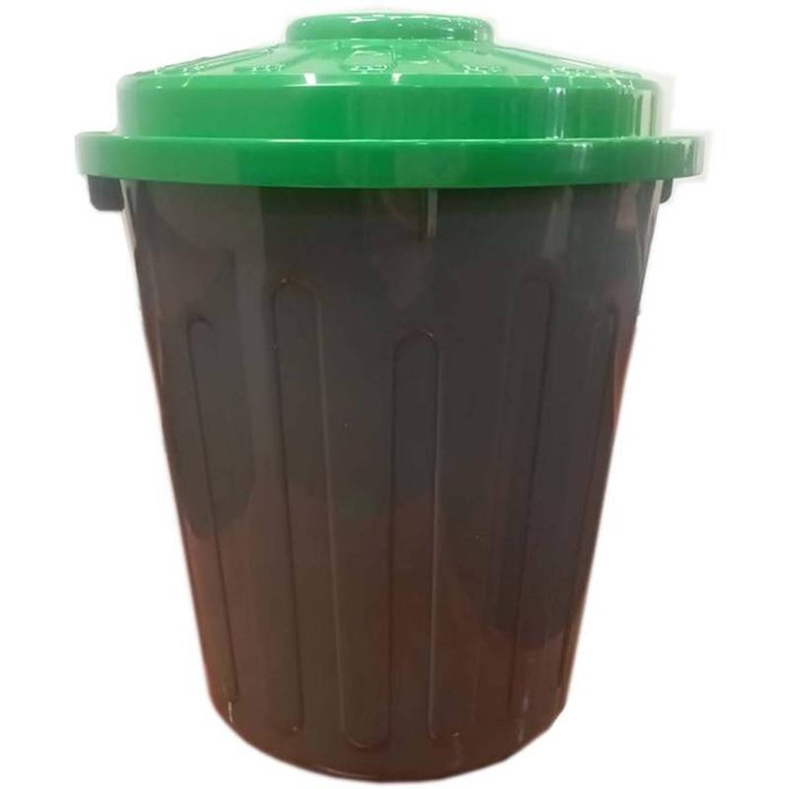 Contendedor de Basura Rígido MXRGM-002-1 2 Pzs 22lts Polietileno Color Gris Tapa Verde, RecyMedGreen