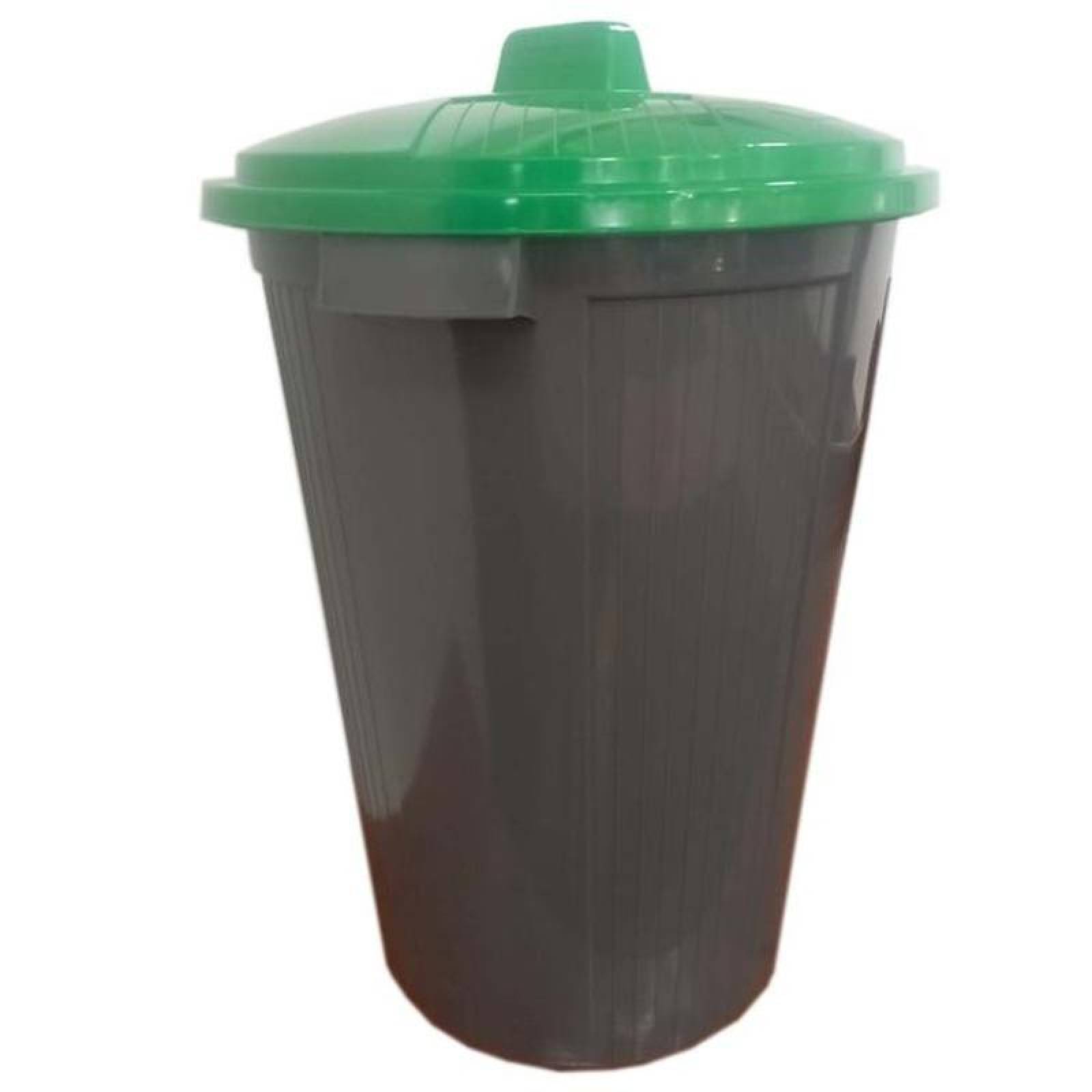 Bote para Basura para la Oficina MXRXY-001-3 1 Pza 50lts Polietileno Color Gris Tapa Verde, RecyX