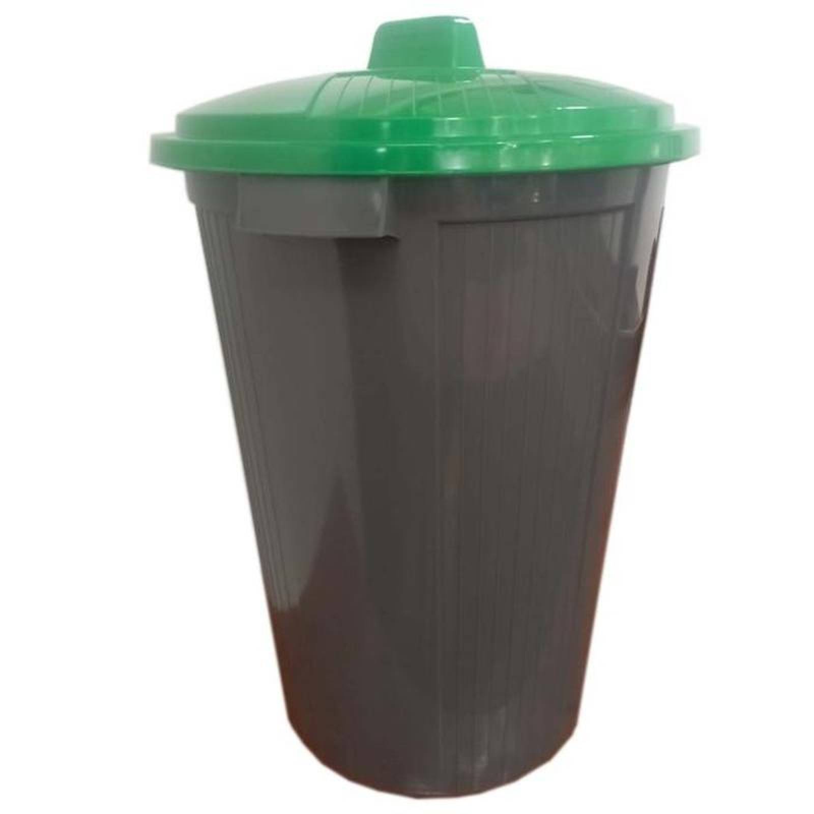 Cesto Recolector para Oficina MXRXY-003-5 3 Pzs 50lts Polietileno Color Gris Tapa Verde, RecyX