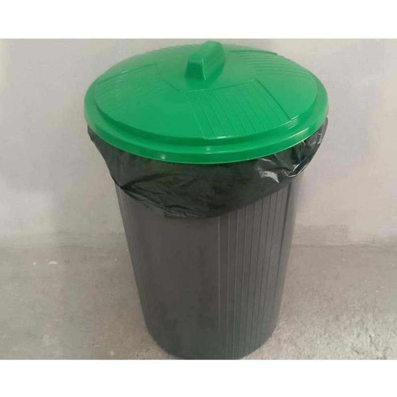 Cesto Recolector para Oficina MXRXY-003-5 3 Pzs 50lts Polietileno Color Gris Tapa Verde, RecyX