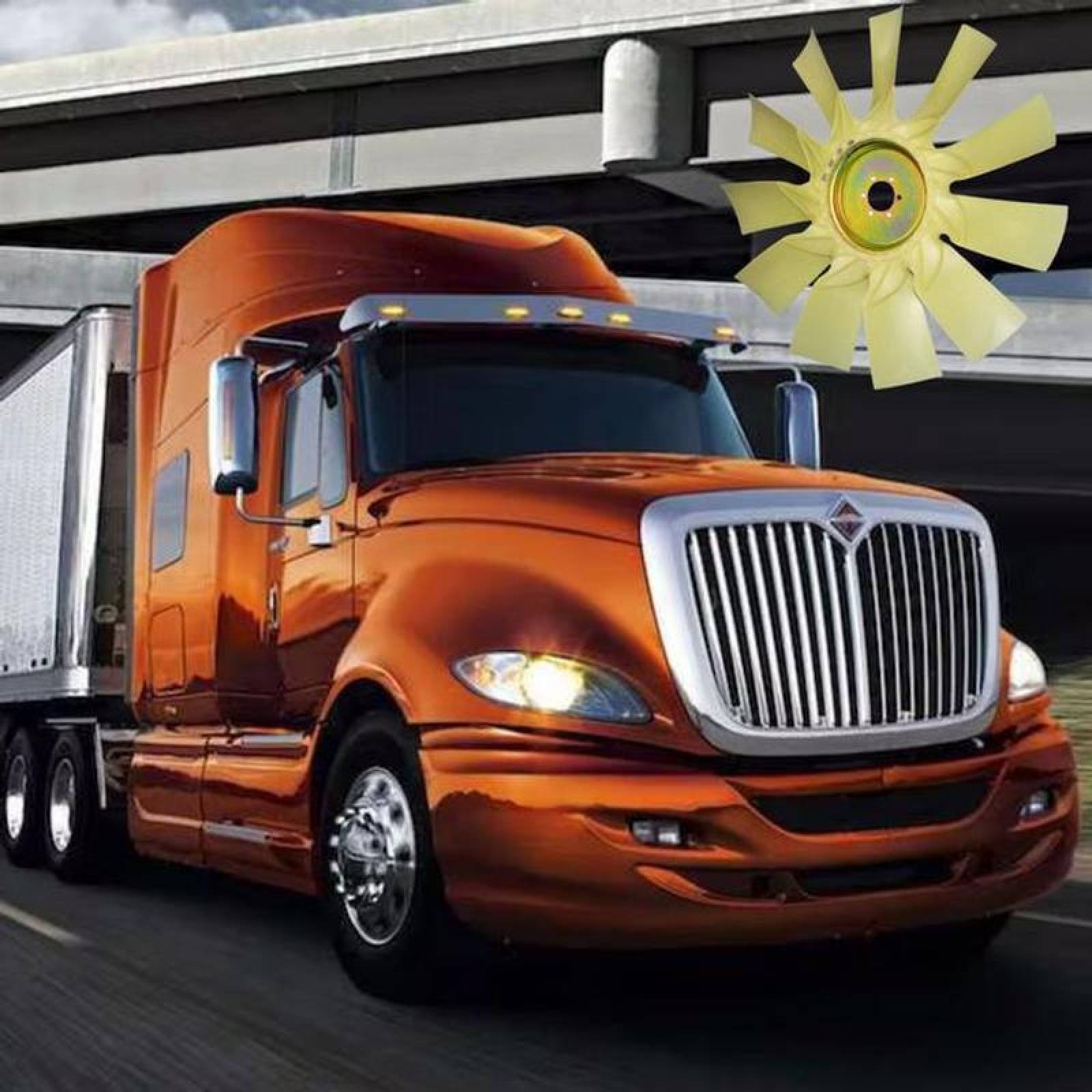 Ventilador para Cummins ISM MXNYN-003-6 30" Diámetro 11 Aspas 2 12" Flecha Giro Derecha Nylon con Fibra de Vidrio, NylTurn