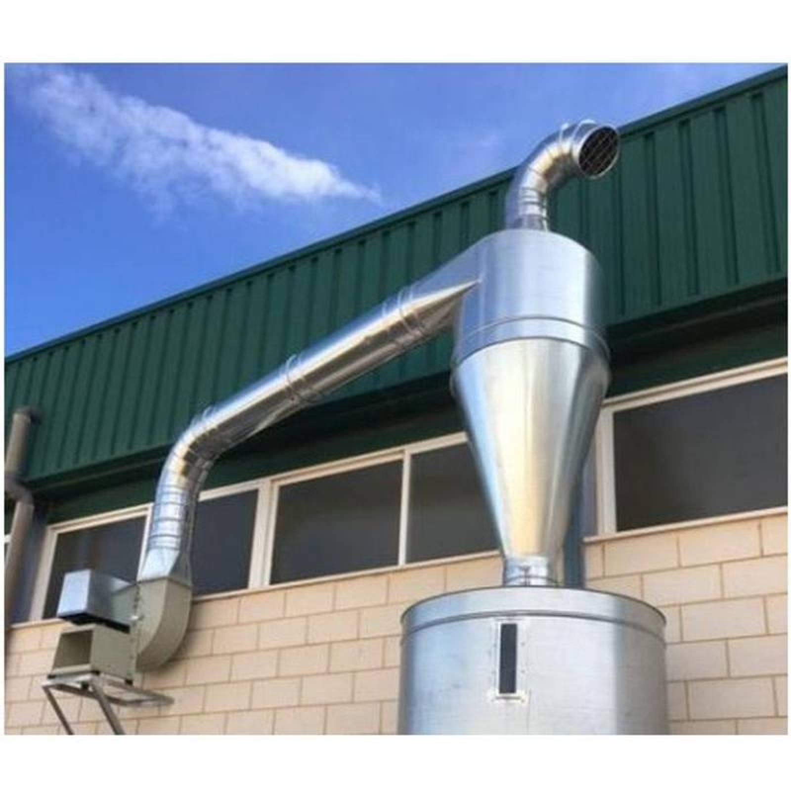 Ciclones Industriales MXCCD-001 300m3hr C, 22 Galvanizado 300 Kgm3 1mm Diámetropartícula Vel, 20 metros por segundo 10Kgmin 498,35mmh2o, CycloDust