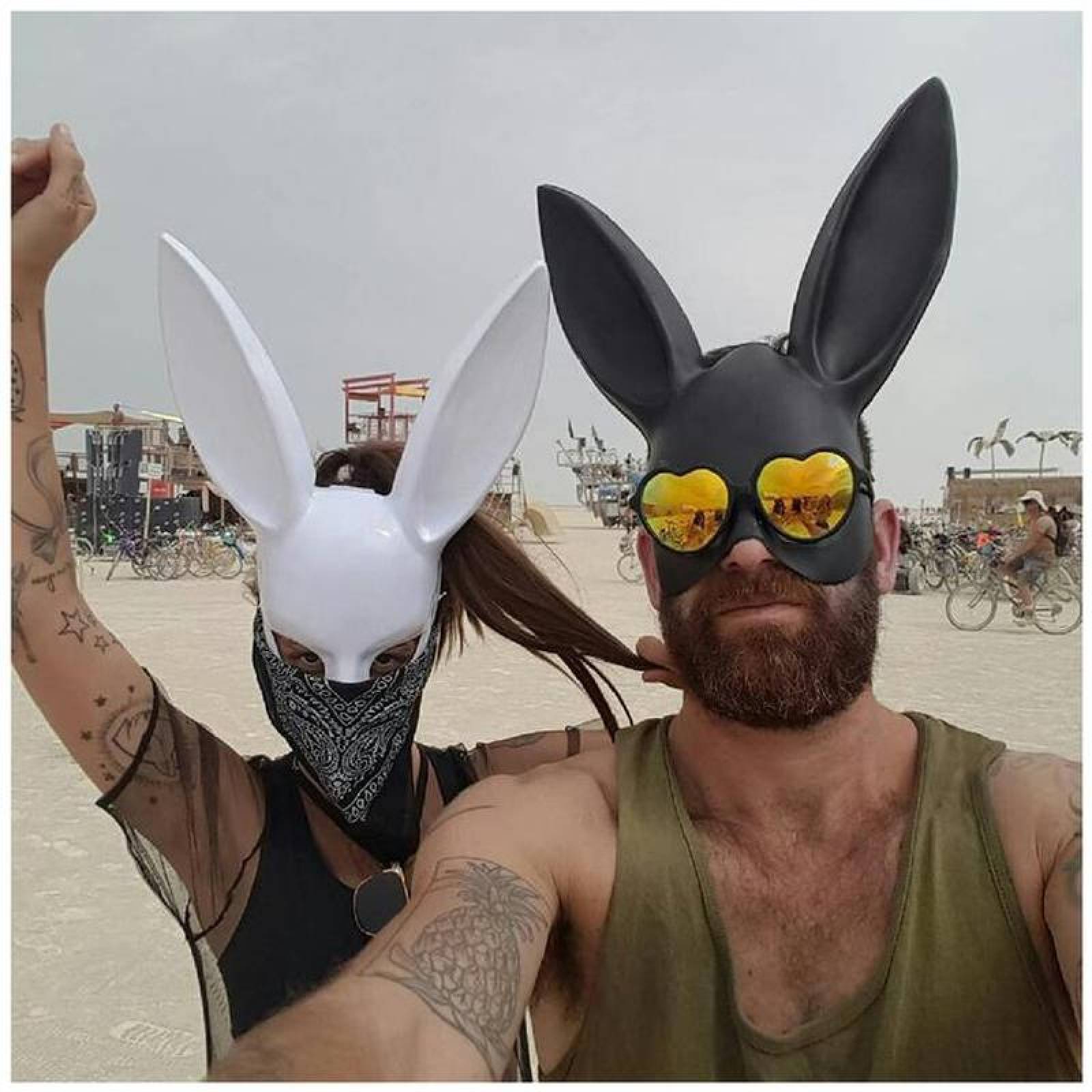 Antifaz para Fiesta Temática MXBMK-002-3 2 pzas, 35x21x13 cm Plástico PVC Negra Máscara Bunny, BunMask