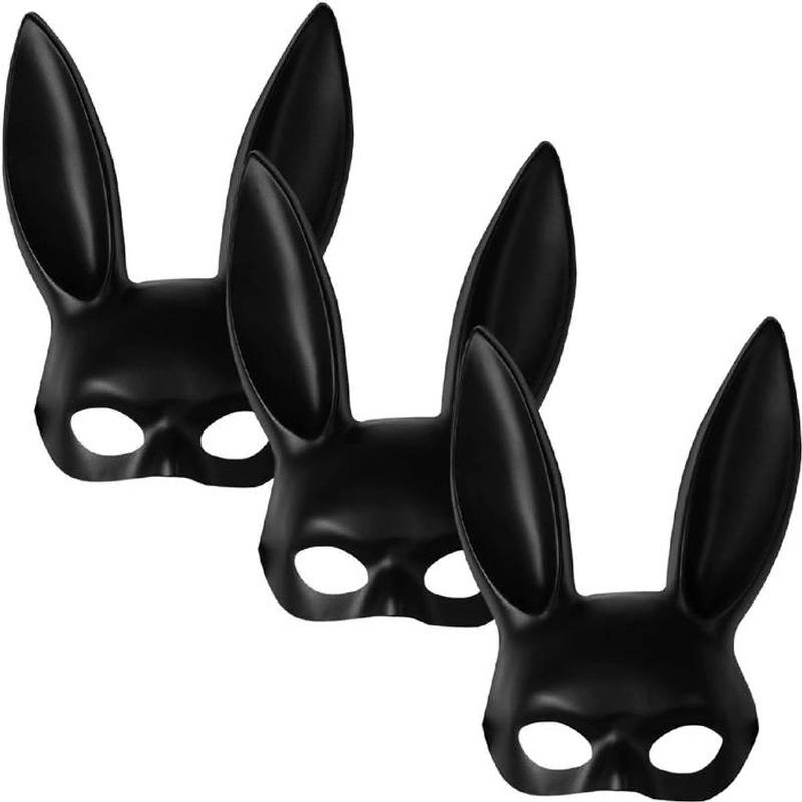 Halloween Disfraz de Conejo MXBMK-003-1 3 pzas, 35x21x13 cm Plástico PVC  Negra Máscara Bunny,