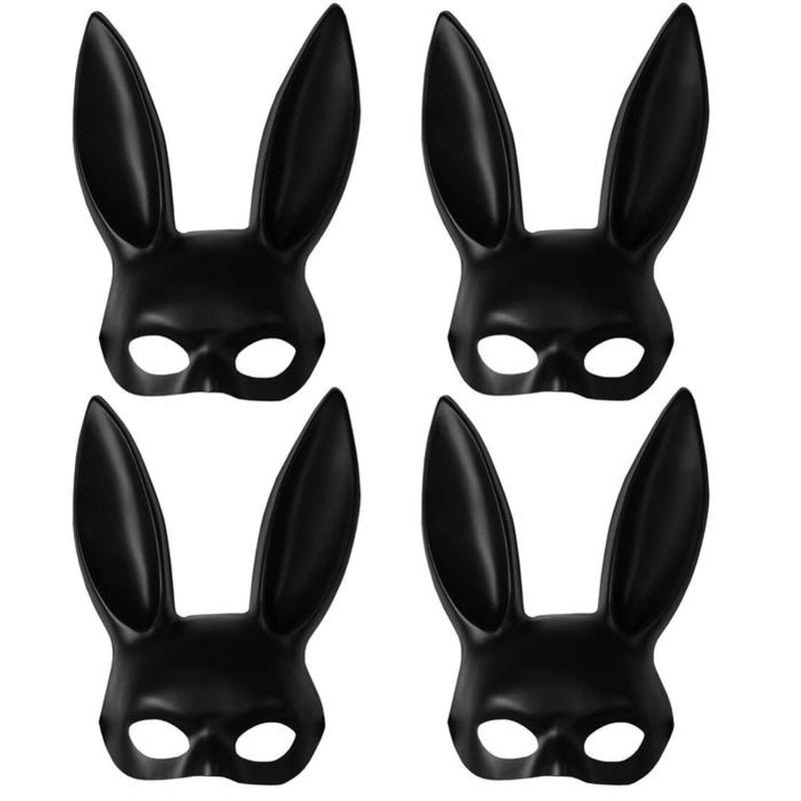 Máscaras de Conejo Orejas Largas MXBMK-004-3 4 pzas, 35x21x13 cm Plástico PVC Negra Máscara Bunny, BunMask