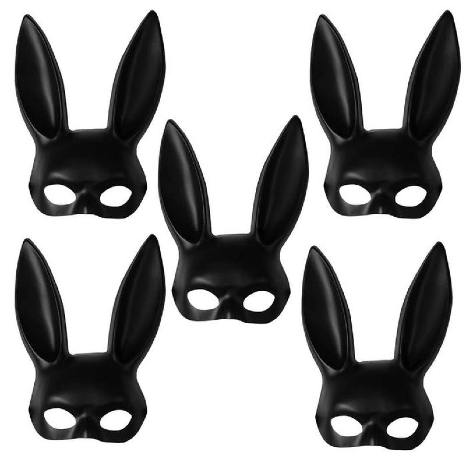 Antifaz con Banda Elástica Conejo MXBMK-005-1 5 pzas, 35x21x13 cm Plástico PVC Negra Máscara Bunny, BunMask