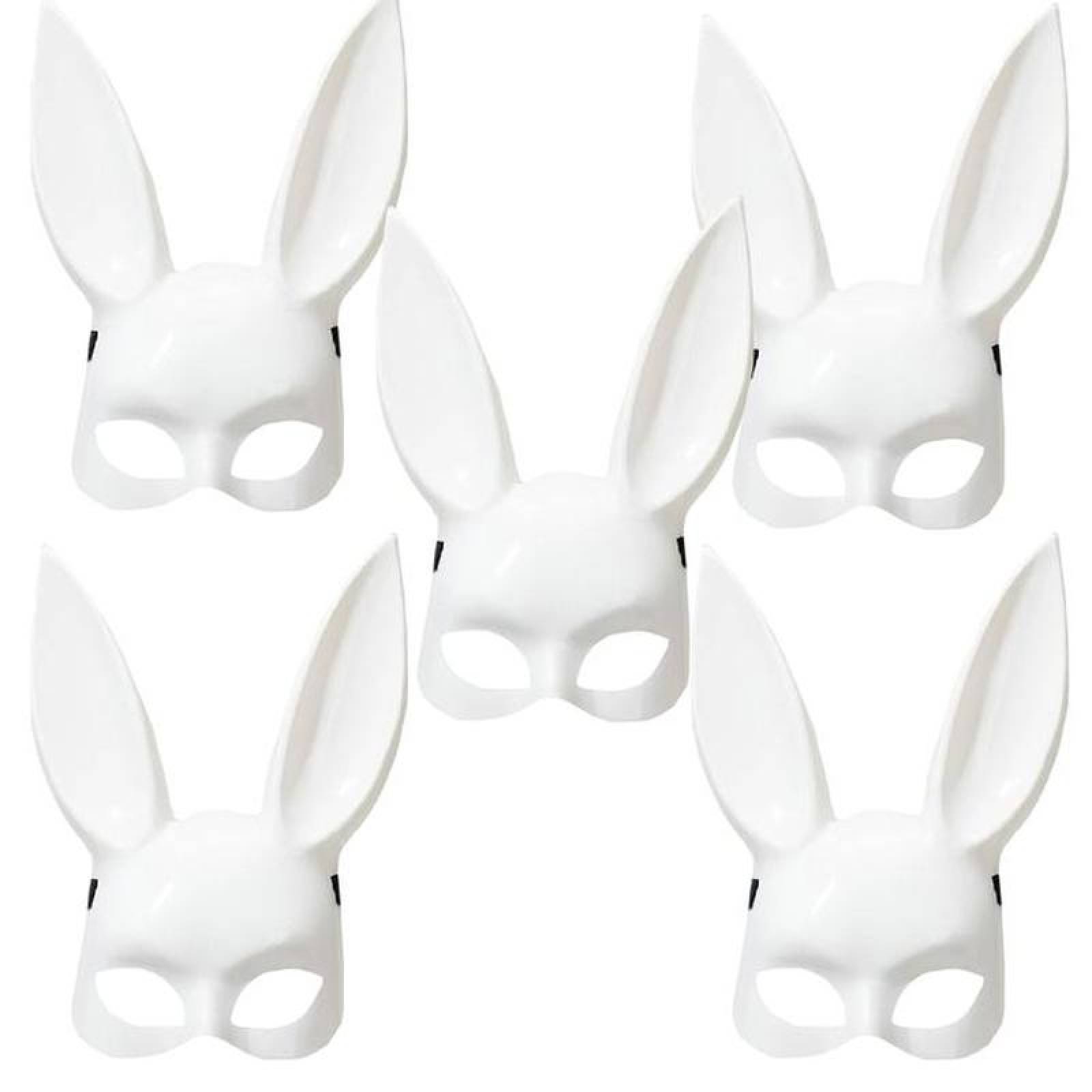 Antifaz de Conejito MXBMK-010-1 5 pzas, 35x21x13 cm Plástico PVC Blanca Máscara Bunny, BunMask