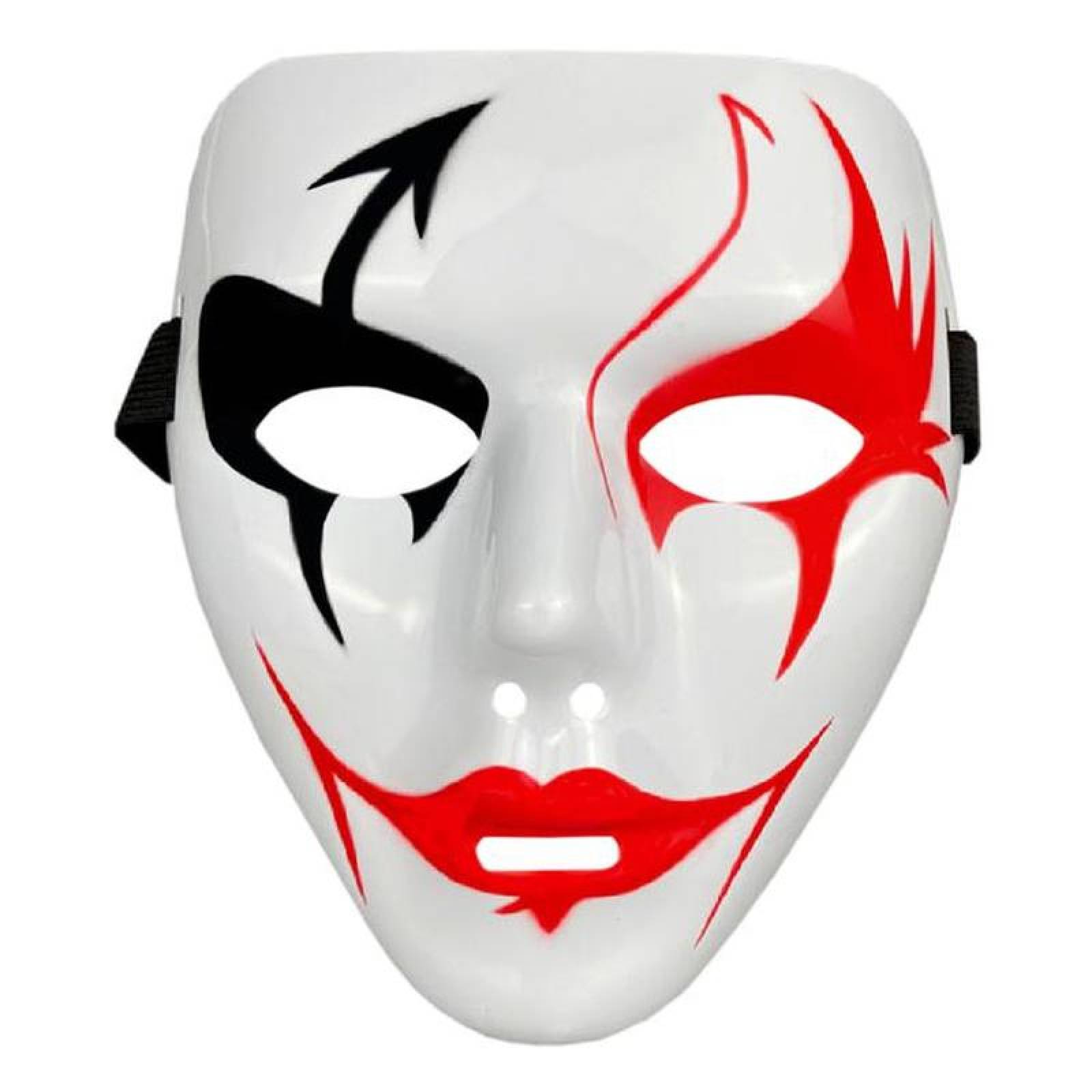 Máscara de Halloween PVC Ligera MXDVE-001-5 1 pza, 18x16x4 cm Plástico PVC Blanca con Negro y Rojo Máscara Demoniaca, DevilMasc