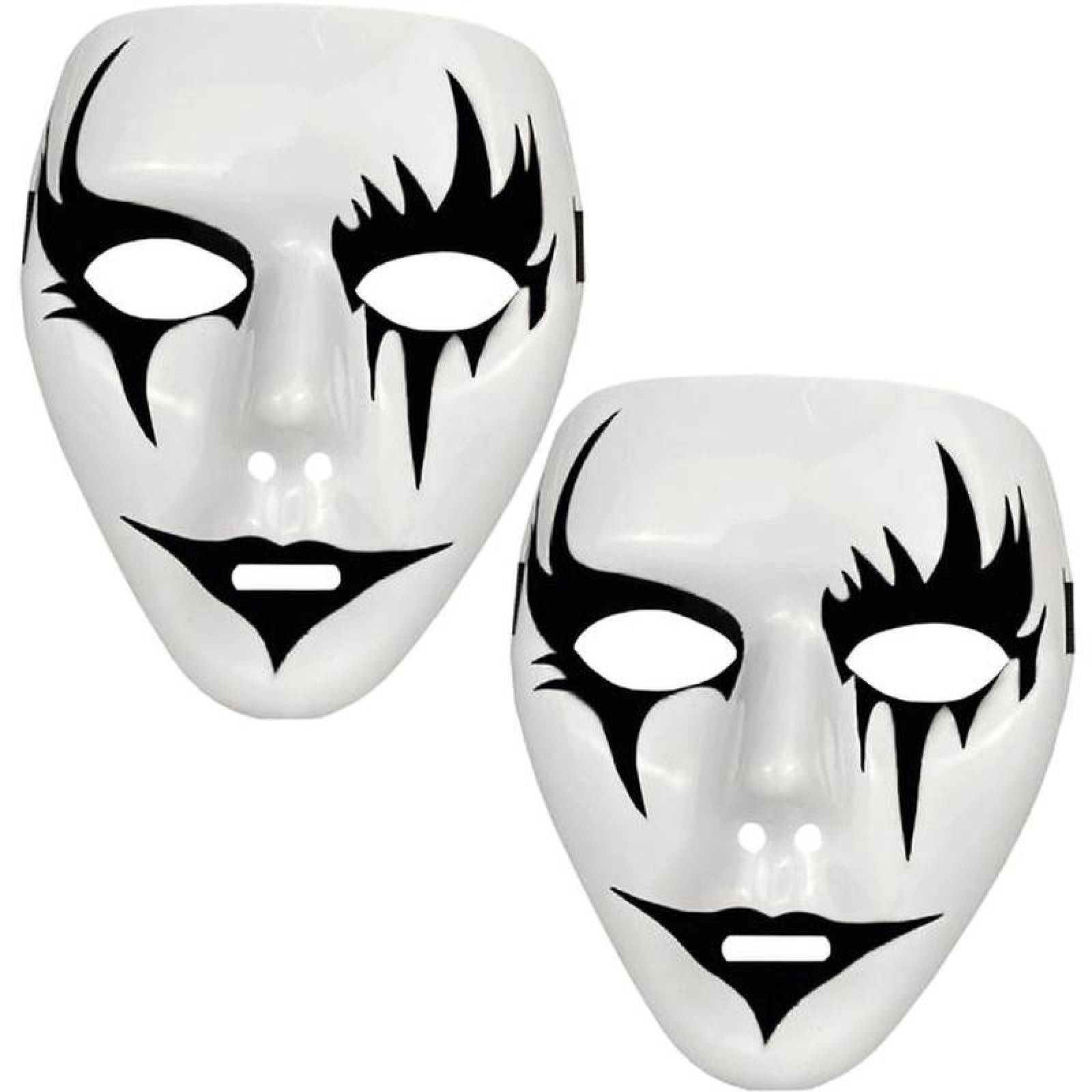 Máscaras para Asustar en Halloween MXEHL-002-1 2 pzas, 18x16x4 cm Plástico PVC Blanco y Negro Máscara Demoniaca, HellMasc